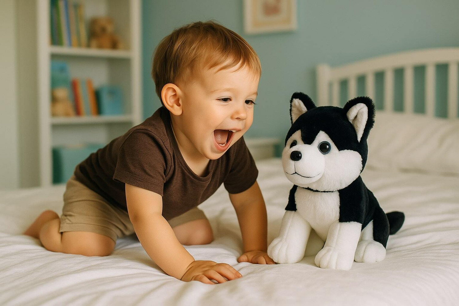 Image of Besties Plush Husky Dog Stuffed Animal Puppy Soft Toy, Adorable Gifts Black - 25 cm
