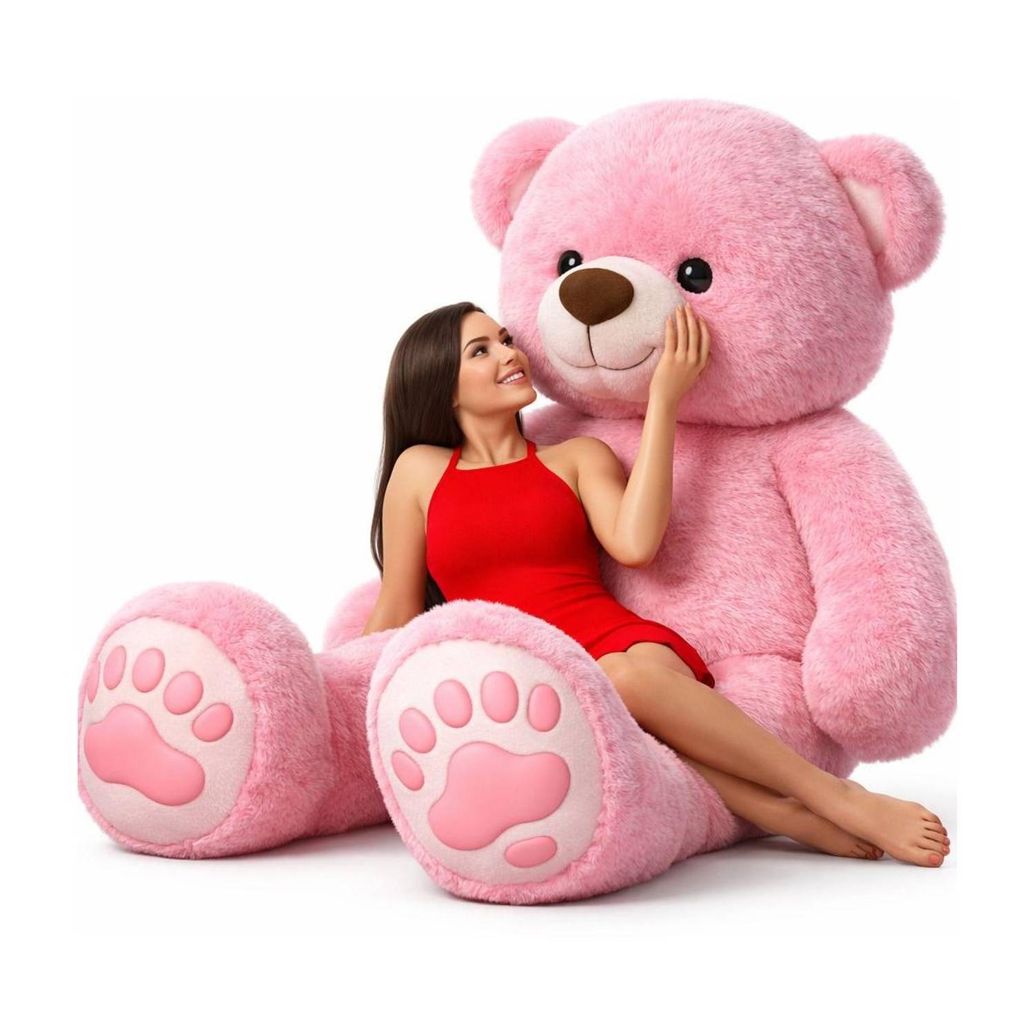 vtb retail stuffed toys 4 feet pink teddy bear / high quality / love teddy For girls valentine & Anniversary gift / cute and soft teddy bear -122 cm (Pink) - 48 inch