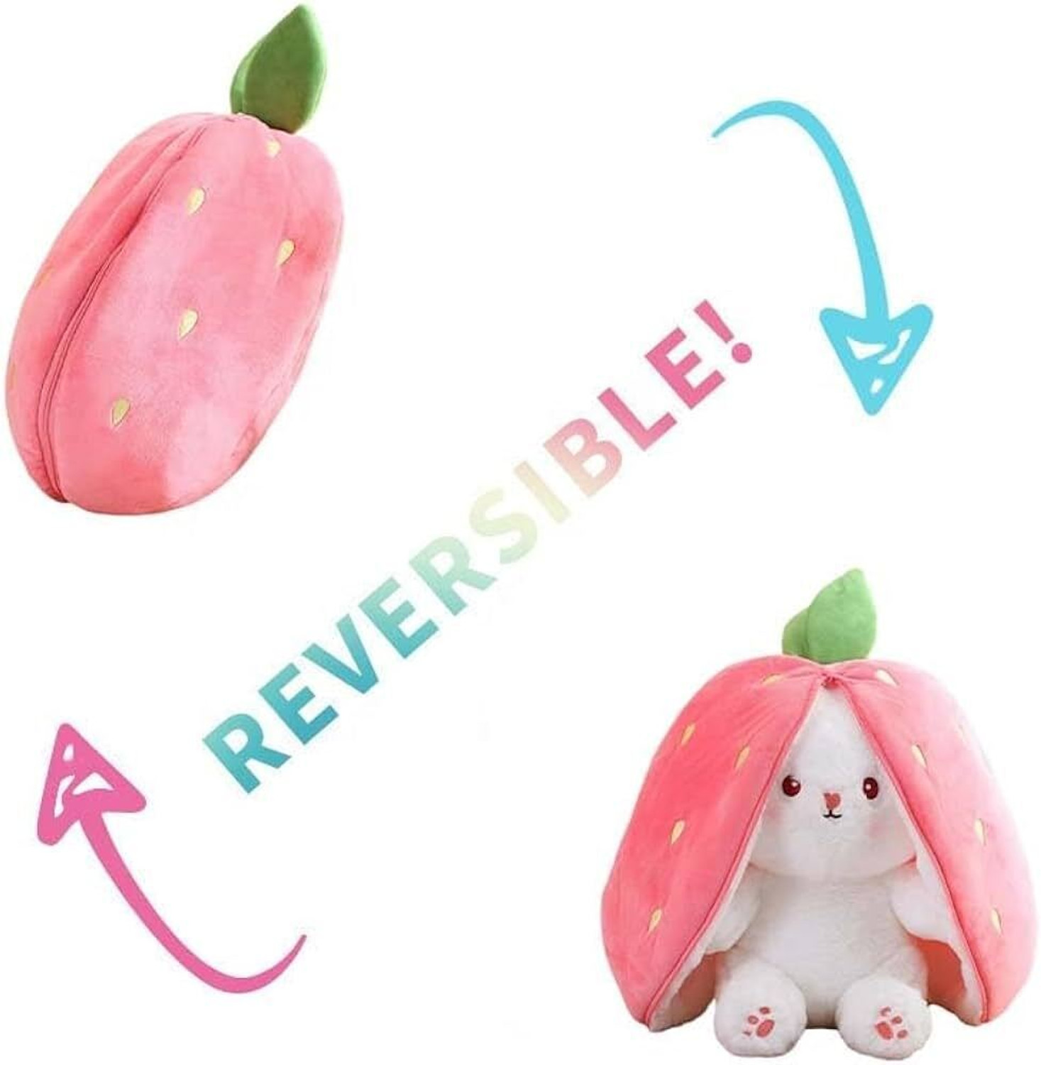 Image of RSS SOFT TOYS Soft Stuffed Bunny Toy, Reversible Strawberry Rabbit - 32 cm