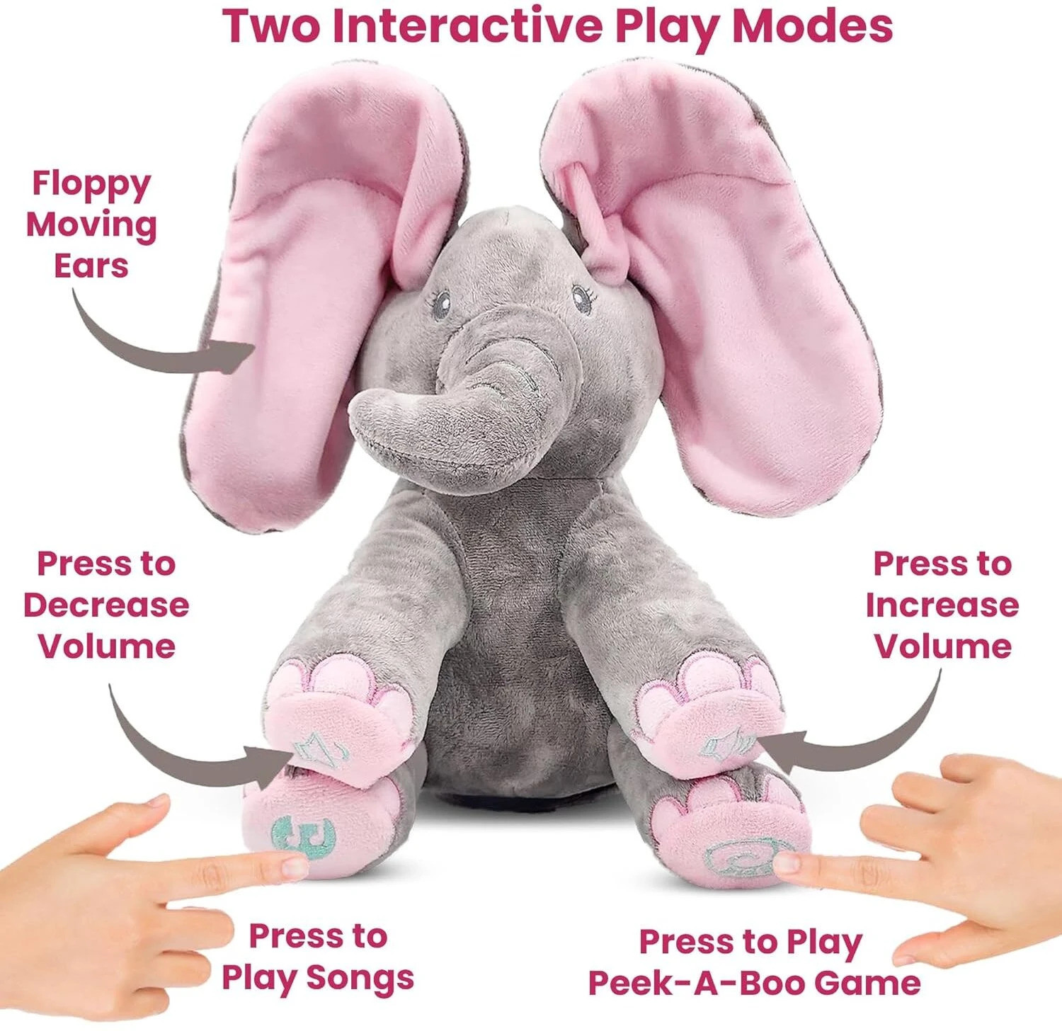 Image of Bitline Musical Elephant Plush Toy Interactive Singing & Playing Stuffed Animal for Baby - 30 cm