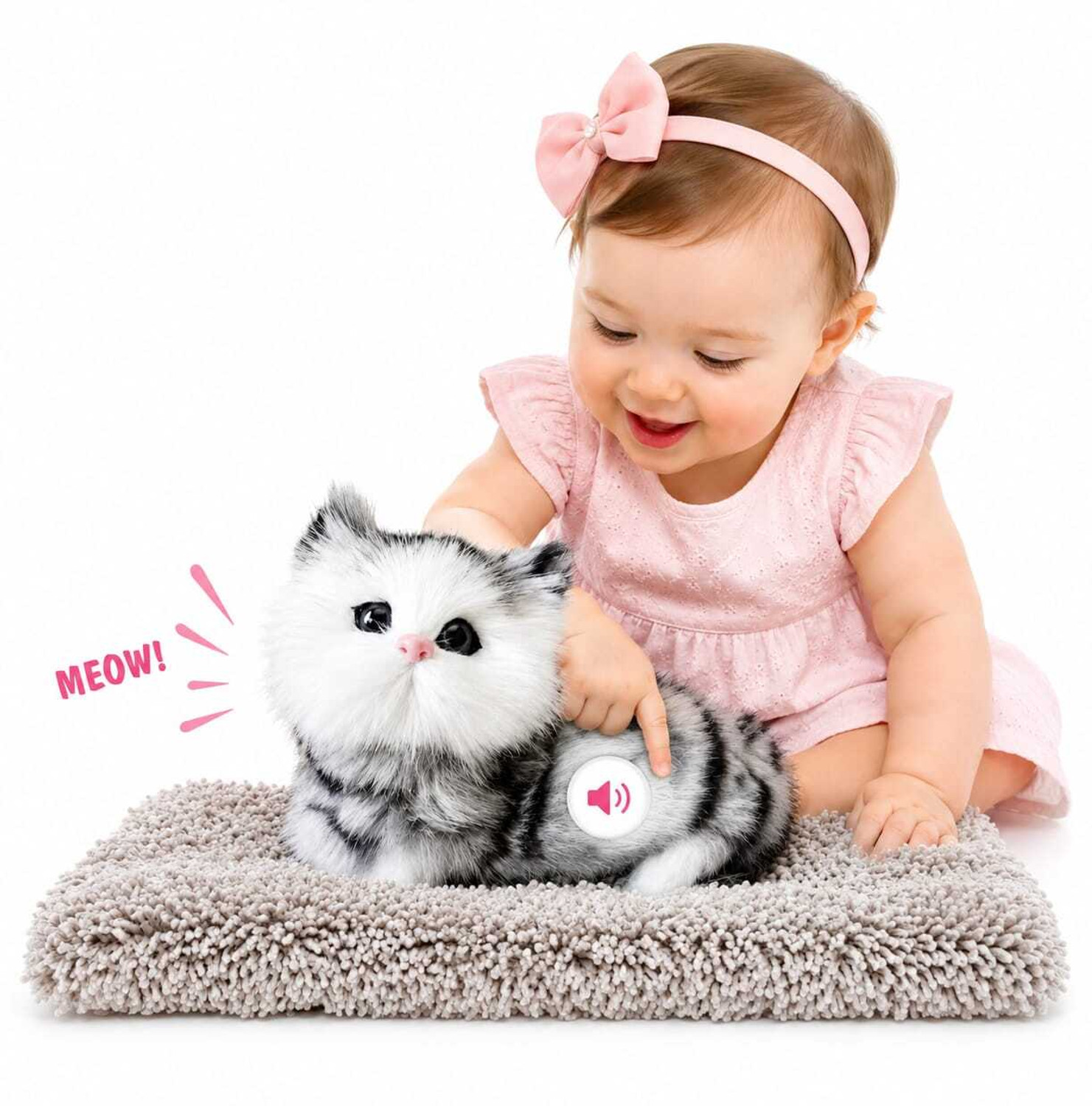Image of TTW Sleeping Cat Stuffed Animal Toys with Sound for Kids - 60 mm