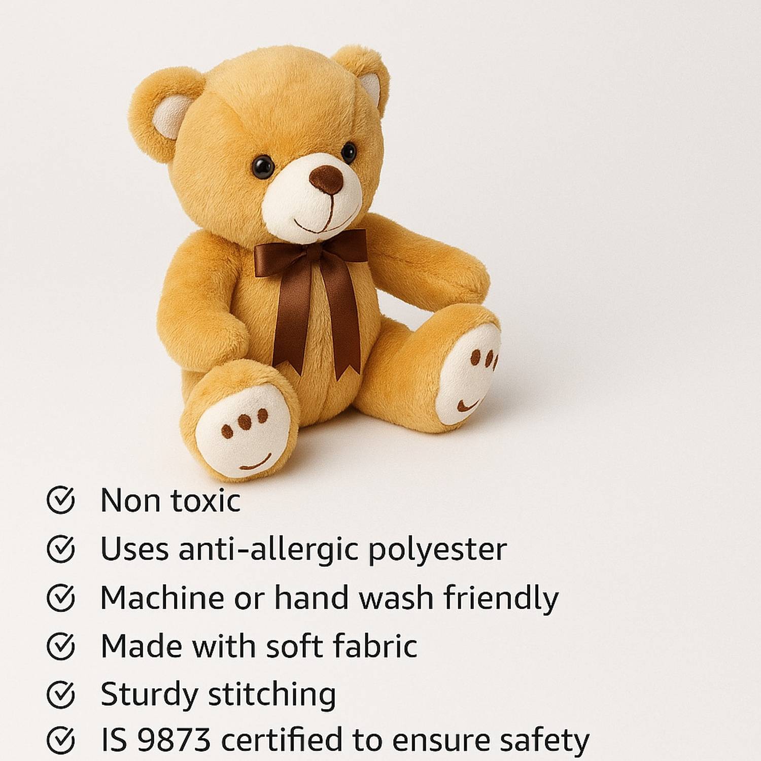 Zexsazone Soft push imported fabric smiley teddy bear 32 CM height
