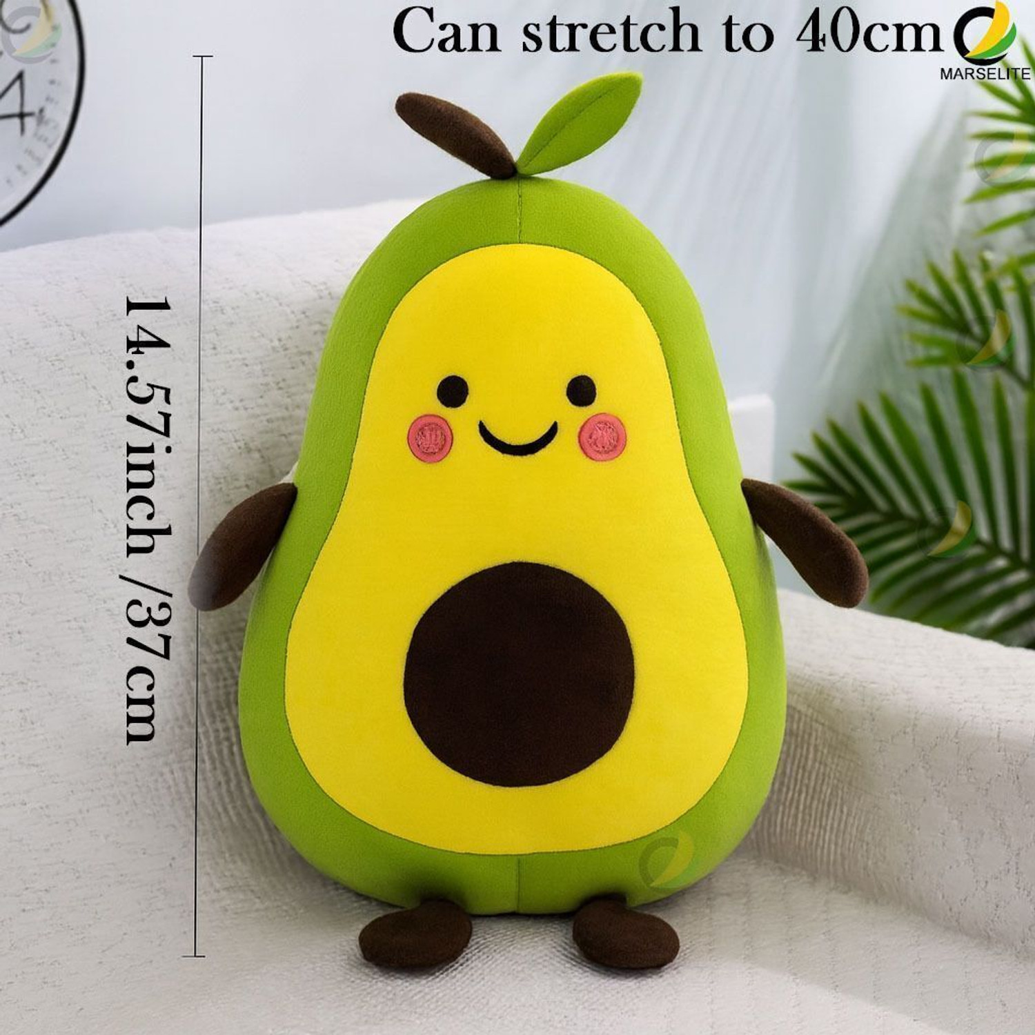 Image of MARSELITE Avocado Pillow Plush Toy - Soft, Cuddly, Cute Gift for Kids & Adults - 35 mm