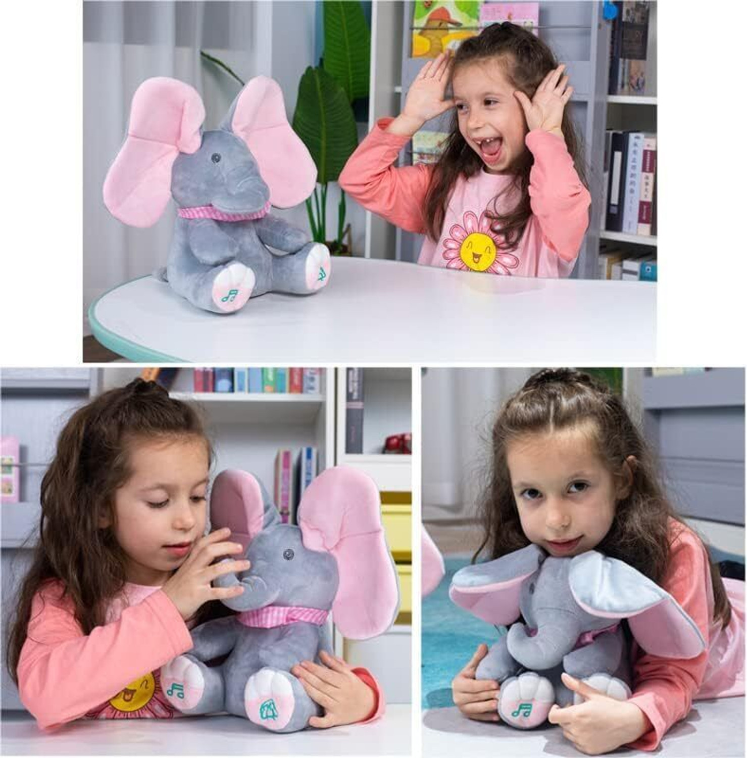 Image of Bitline Musical Baby Elephant Toy for Kids Age 2+ Year Plushie Singing Moving Ears - 30 cm