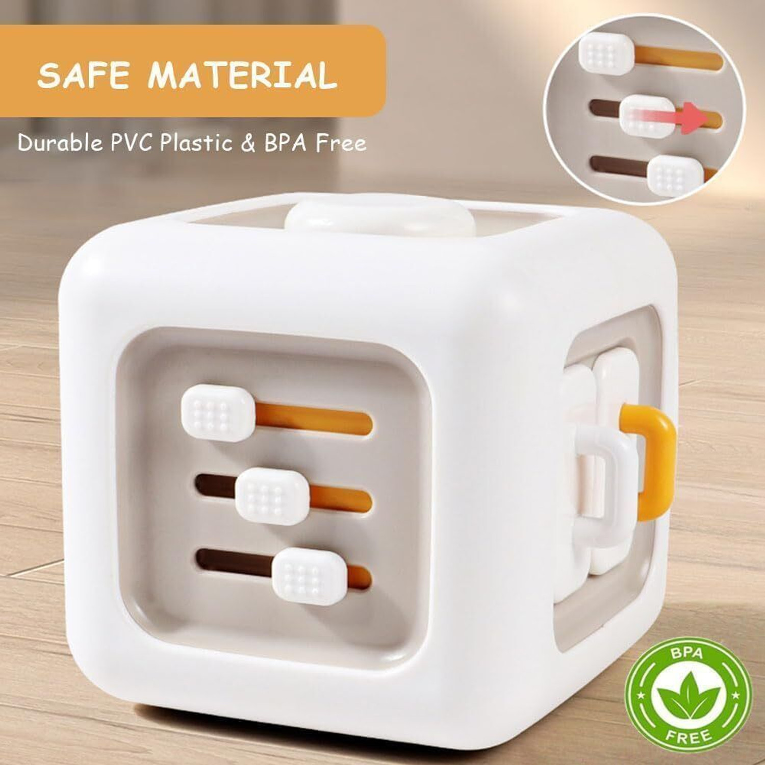 Image of AROKAH 6 IN 1 ACTIVITY CUBE Car Travel Toys Busy Activity,Learning Birthday Gifts Baby - 14.6 mm (White)