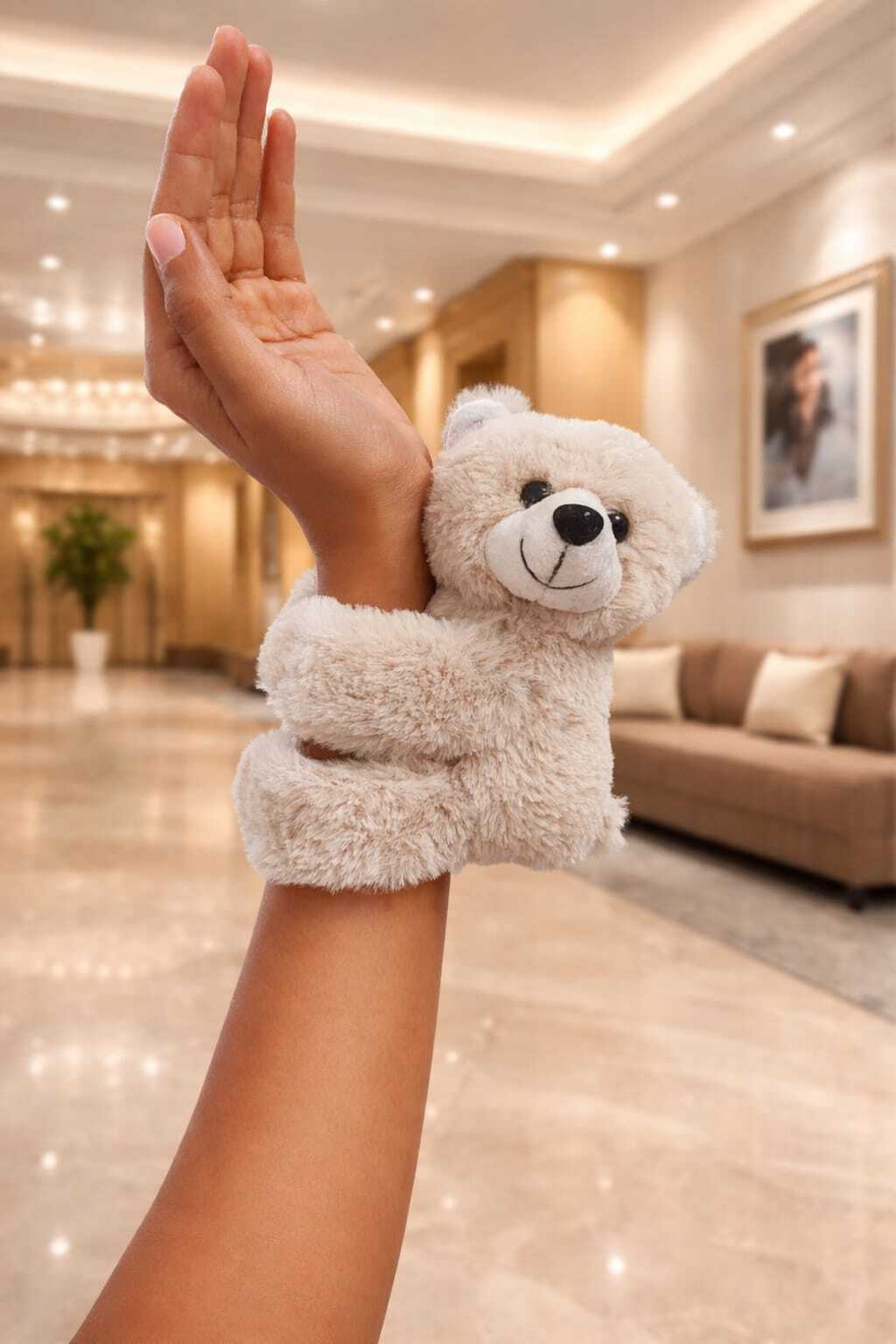 Image of ByNems Soft Teddy Bear Hand Puppet - Cute Plush Toy for Kids - 18 cm