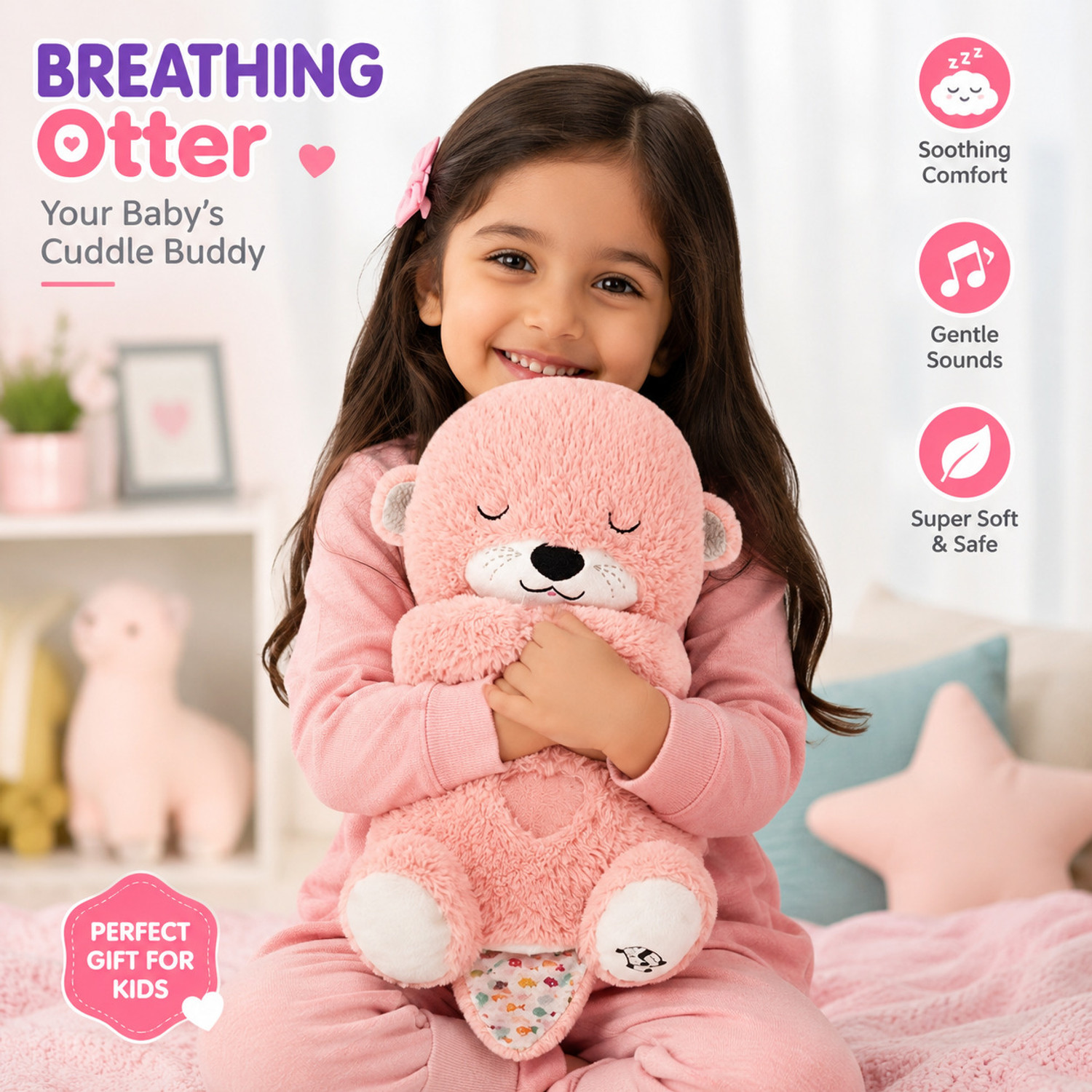 Image of ViKrish Breathing Motion Infant Toys for Newborns, Soft Breathing Stitch Teddy Bear - 30 cm