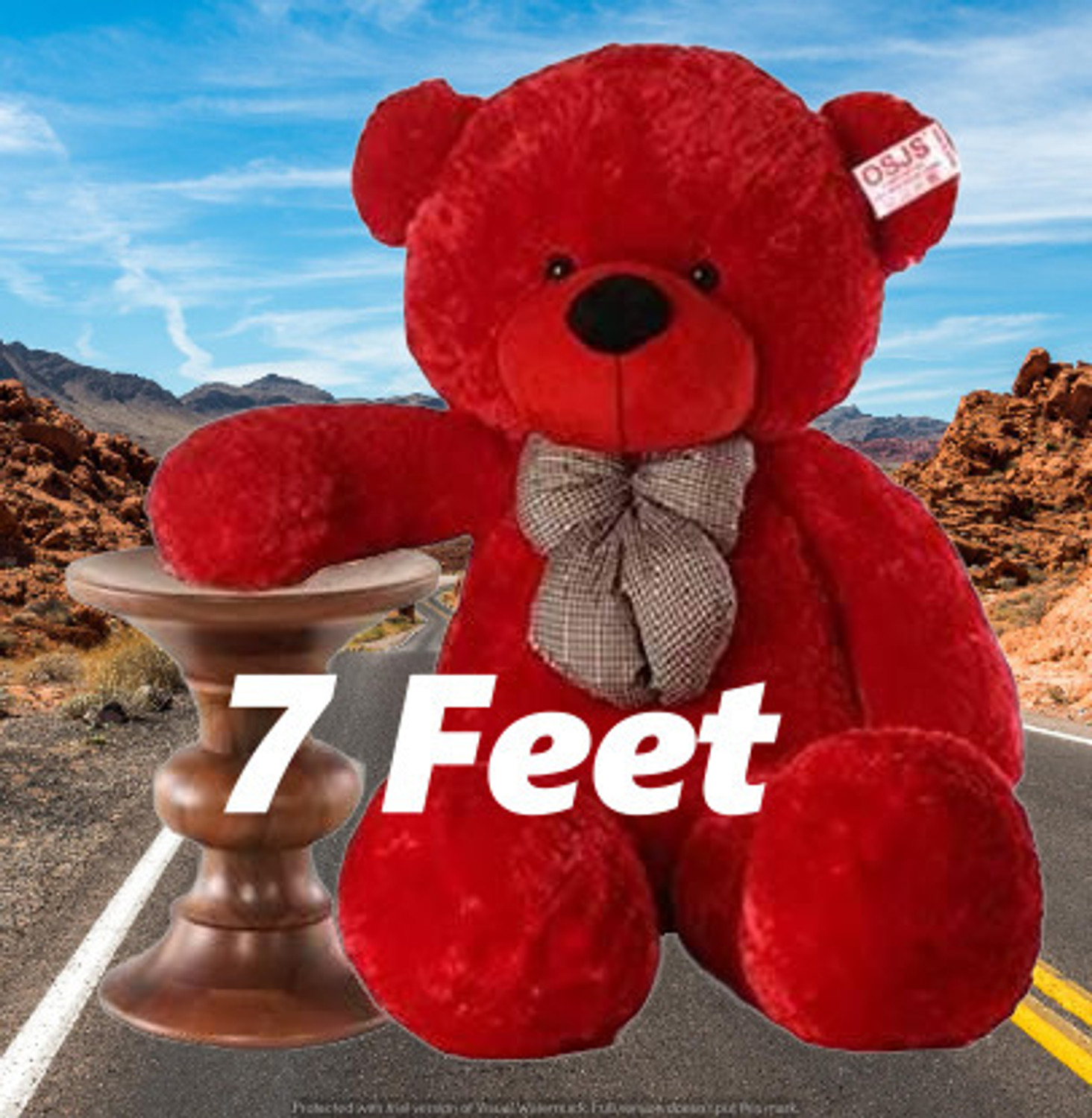 Image of Krishna Creation 7ft Giant RED Teddy Bear - Adorable Plush Toy for Room Decor and Cuddling - 84 inch