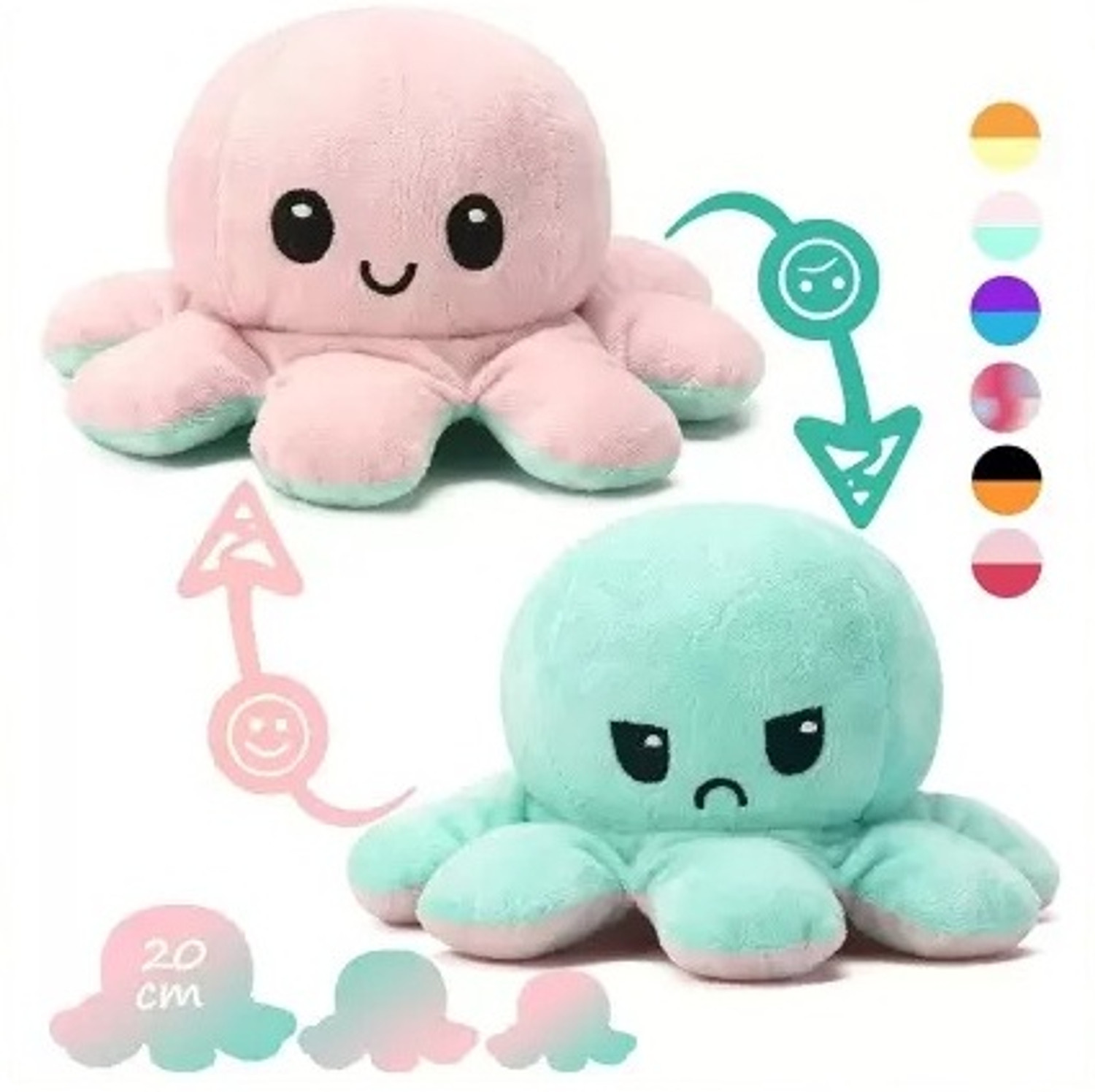 Image of DRM Octopus Toy Flip Moody Happy Sad Angry Inside Out - 20 cm