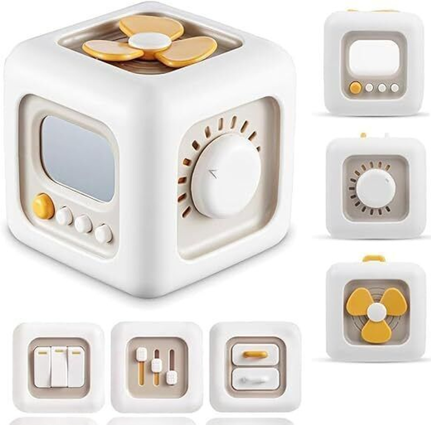 Image of AROKAH 6 IN 1 ACTIVITY CUBE Car Travel Toys Busy Activity,Learning Birthday Gifts Baby - 14.6 mm (White)