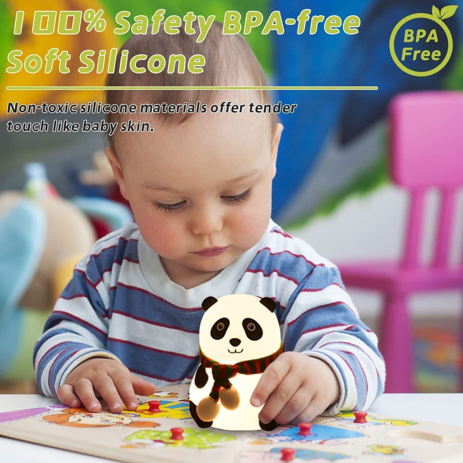 Image of FINARO new Cute Panda toy 7 Color Changing Animal Night Light For Kids Bedroom - 15 cm