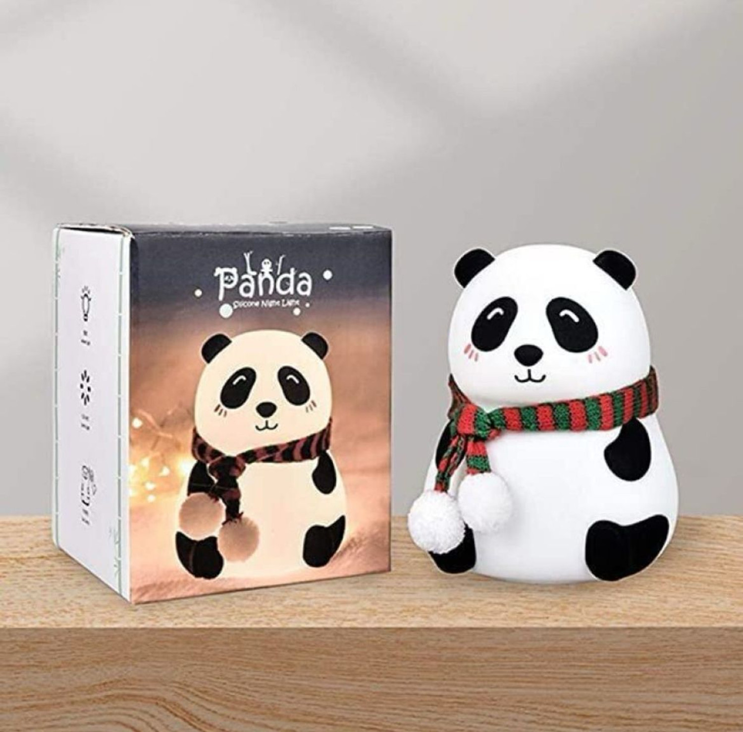 Image of Jaggo Lal Cute Panda Silicone touch Dimming Night lamp Bedside bed - 136 mm