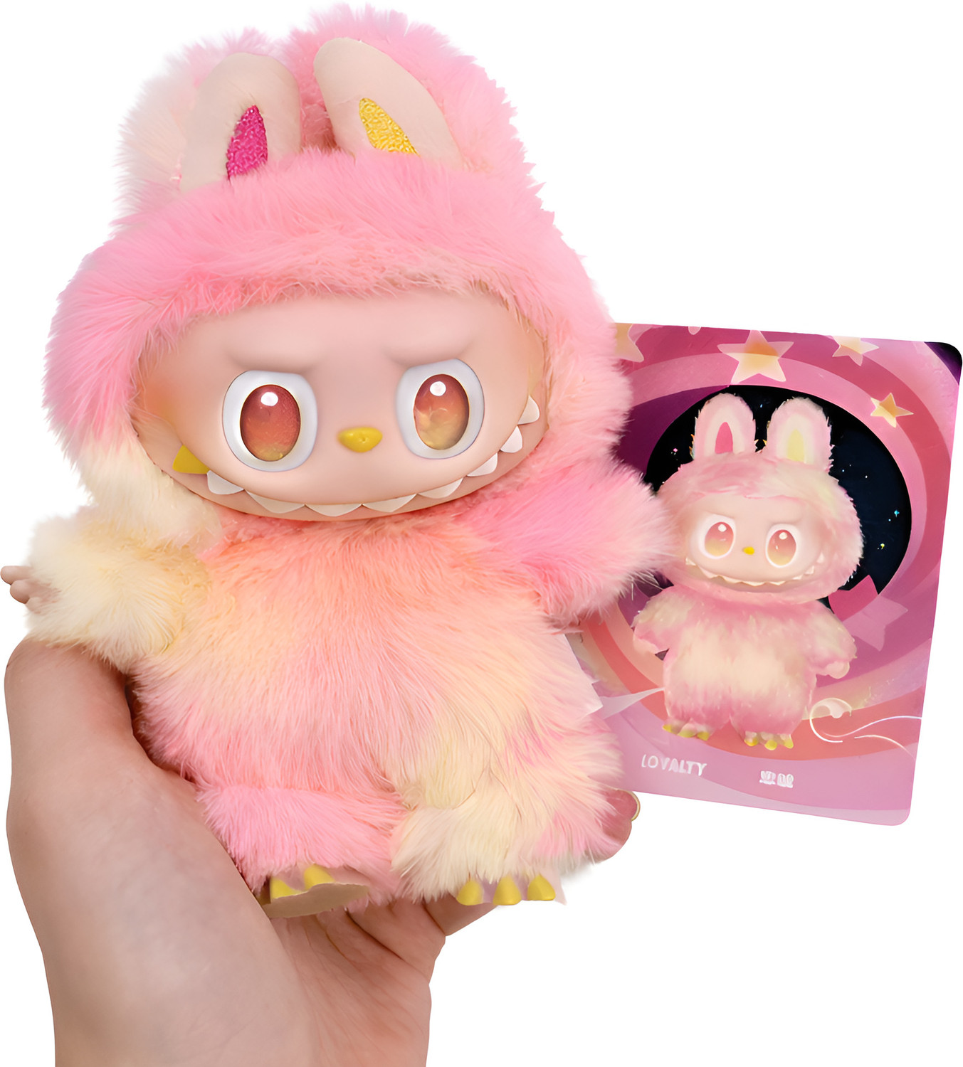 Image of COLOR FLAME PINK-labubu Doll For Gift |Big Into Energy Loyalty Edition-Best Selling Soft Toy - 17 cm