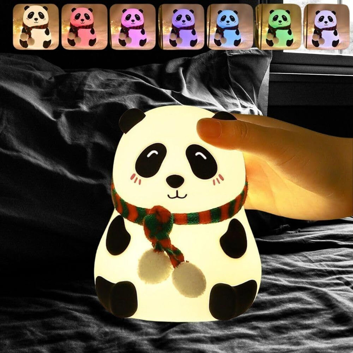 Image of FINARO new Cute Panda toy 7 Color Changing Animal Night Light For Kids Bedroom - 15 cm