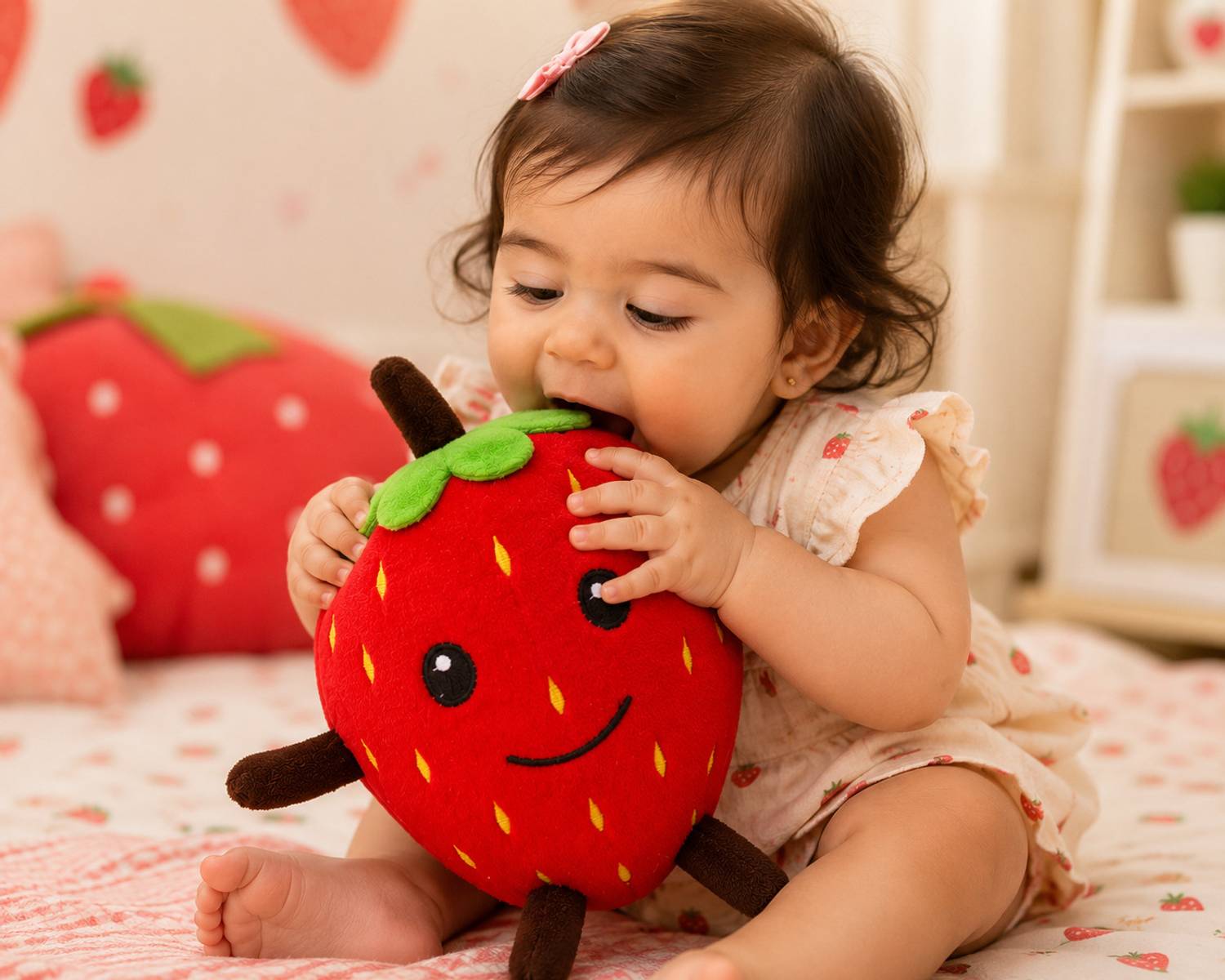 beketo Cute Strawberry Soft Toy for Kids – Plush Hugging Toy for Boys & Girls  - 22 cm