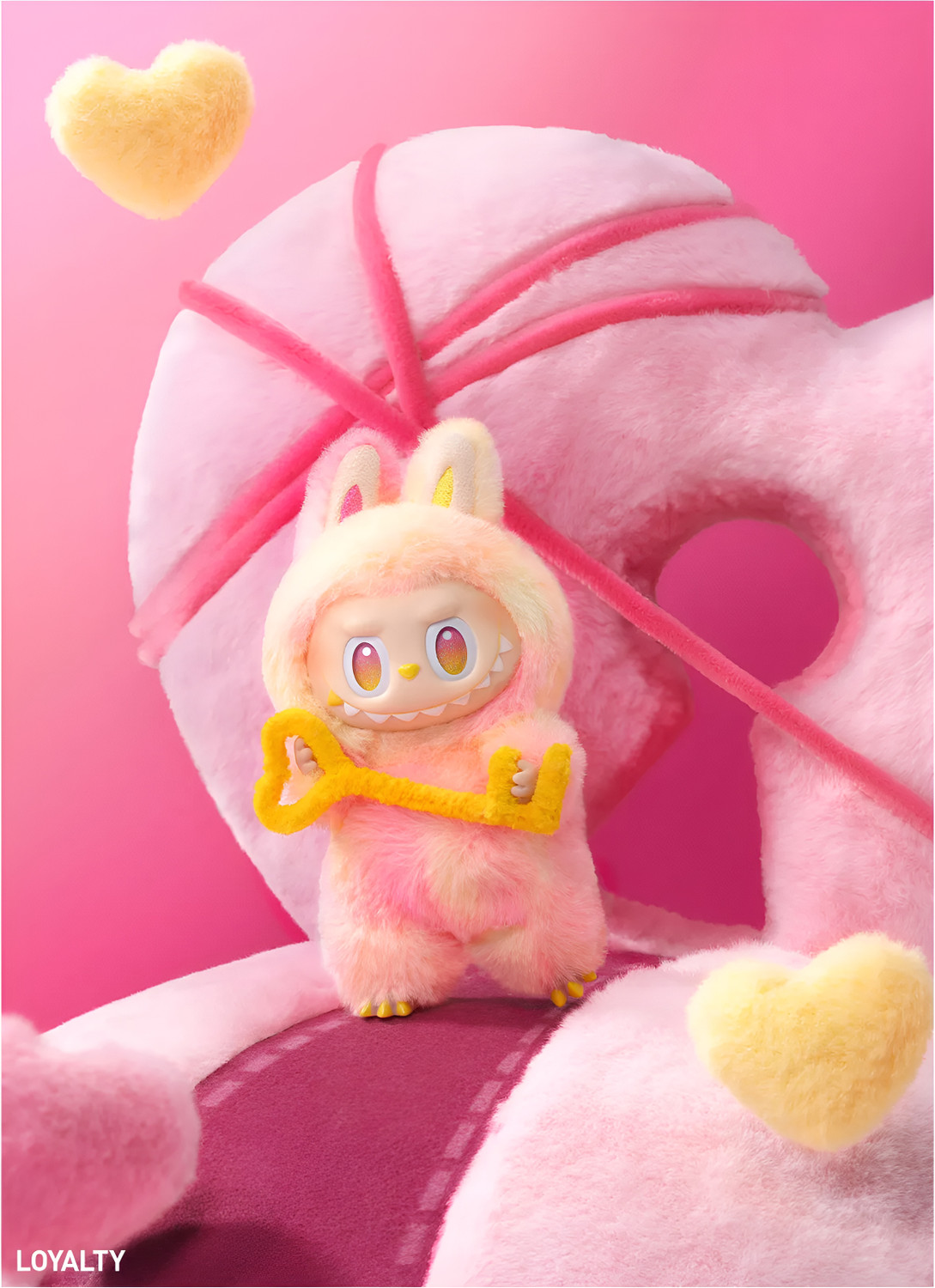 Image of COLOR FLAME PINK-labubu Doll For Gift |Big Into Energy Loyalty Edition-Best Selling Soft Toy - 17 cm