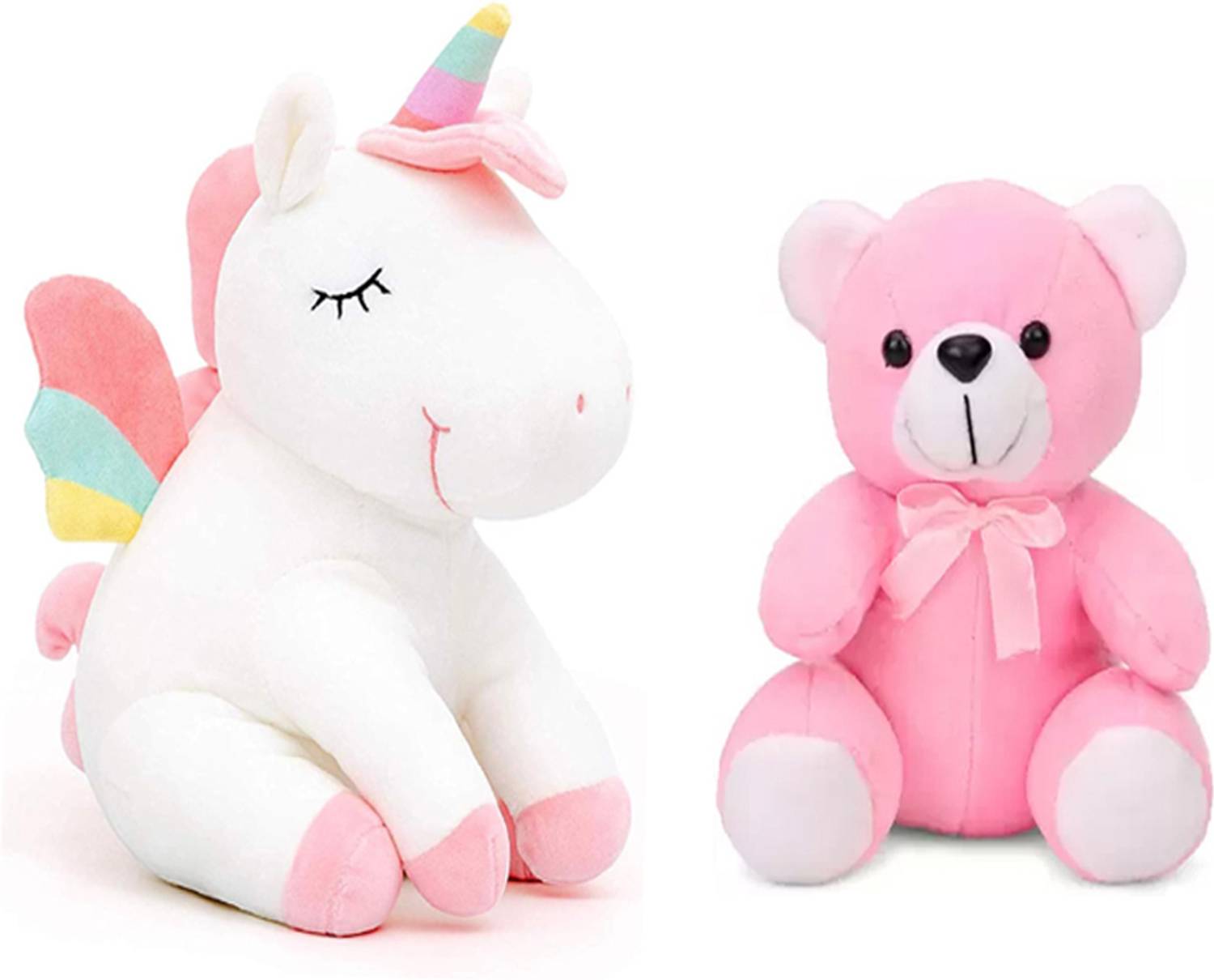 HELLOBEAR Combo of Premium Quality Unicorn With Cute Small Teddy For kids  - 26 cm