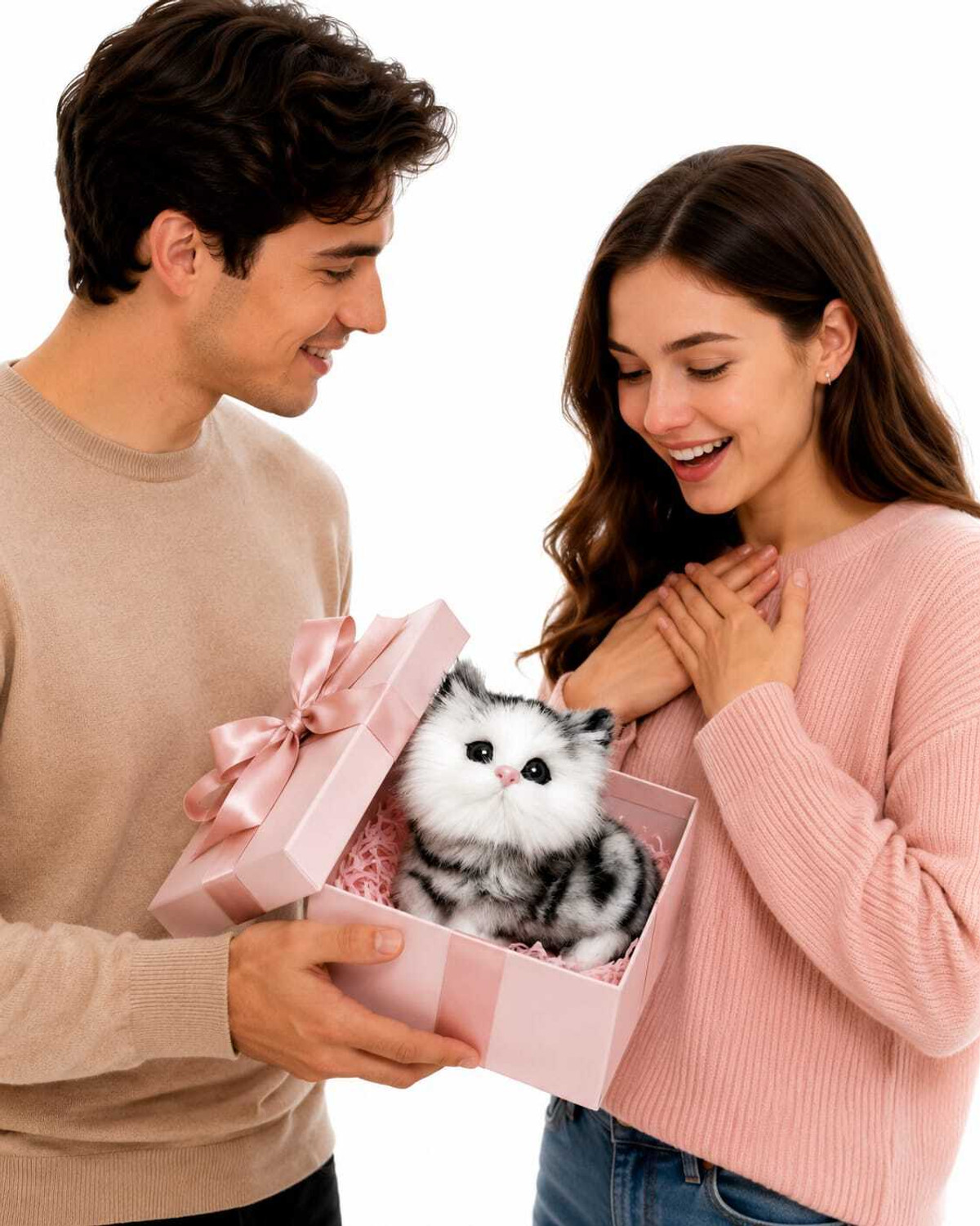 Image of TTW Sleeping Cat Stuffed Animal Toys with Sound for Kids - 60 mm