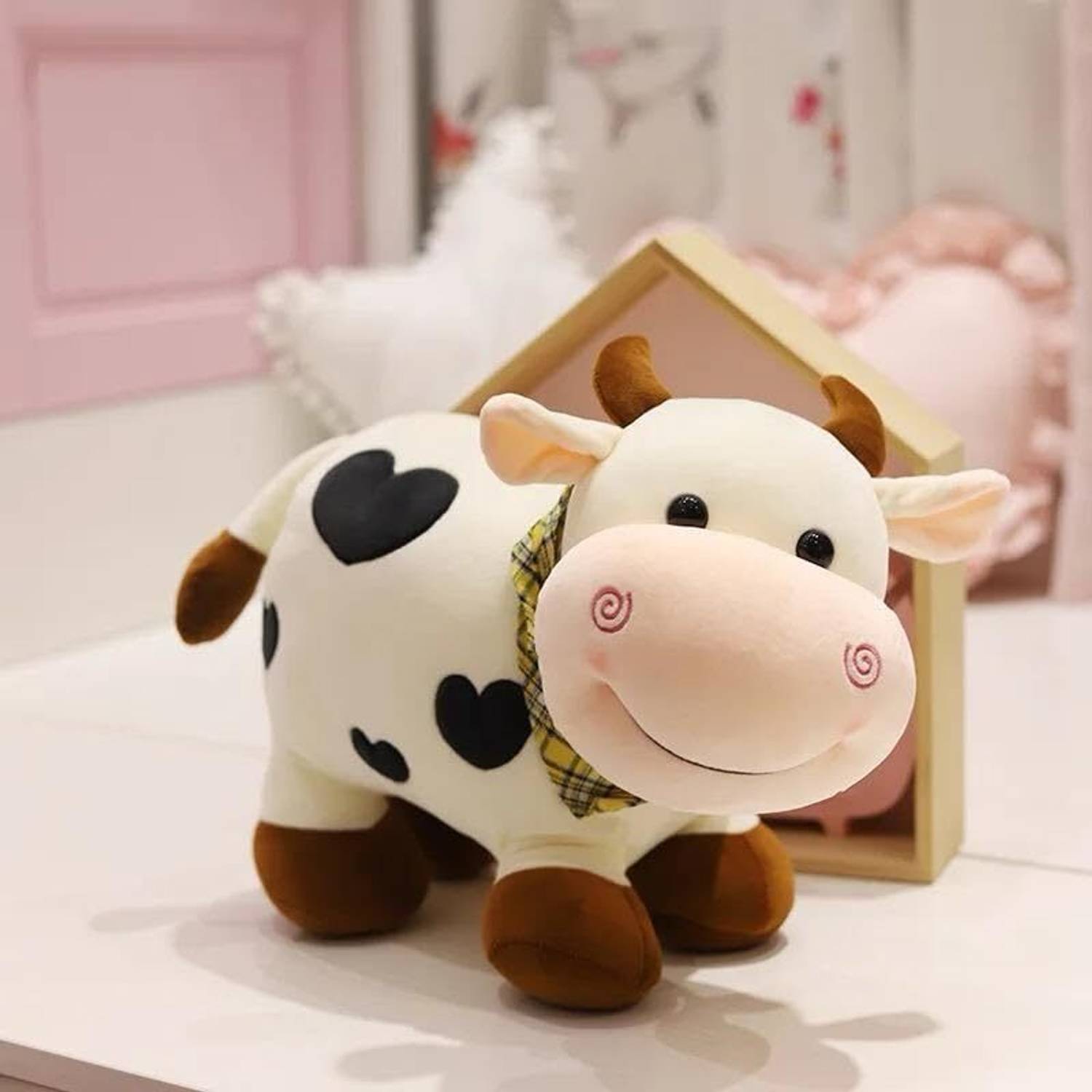 BlingNBeats Premium Quality Stuffed Cow Plush Toy - 20 cm