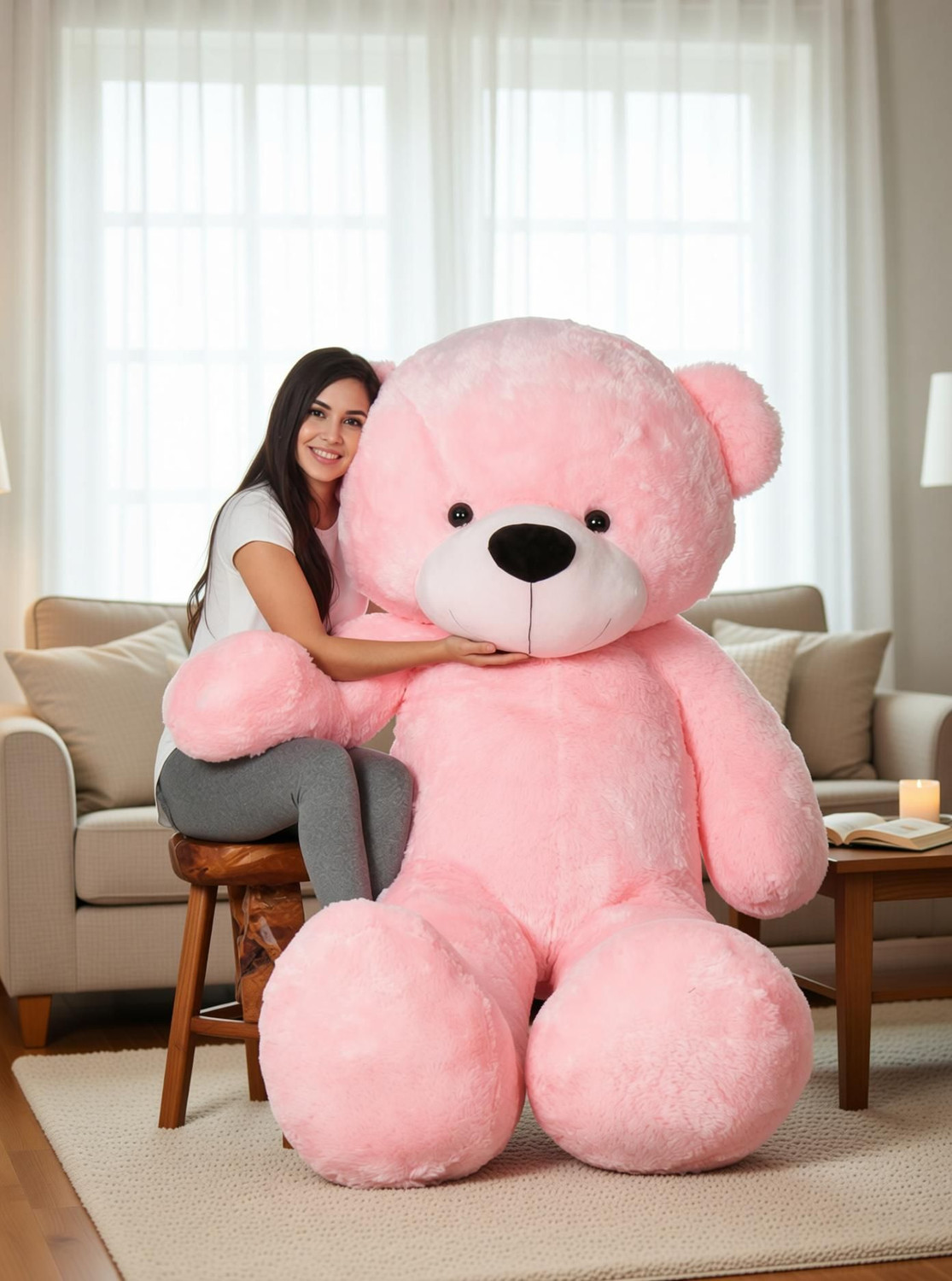 Image of RSS SOFT TOYS 3 feet pink teddy bear most beautiful teddy and cute and soft love teddy - 95.61 cm