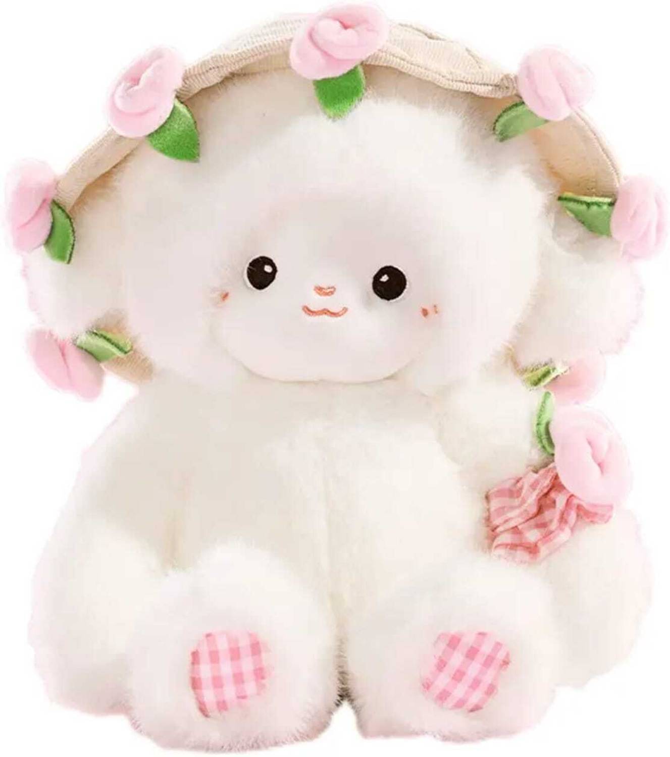 POSHAMPAA Lamb Plush Soft Toy with Pink Rose Bouquet, 30 cm