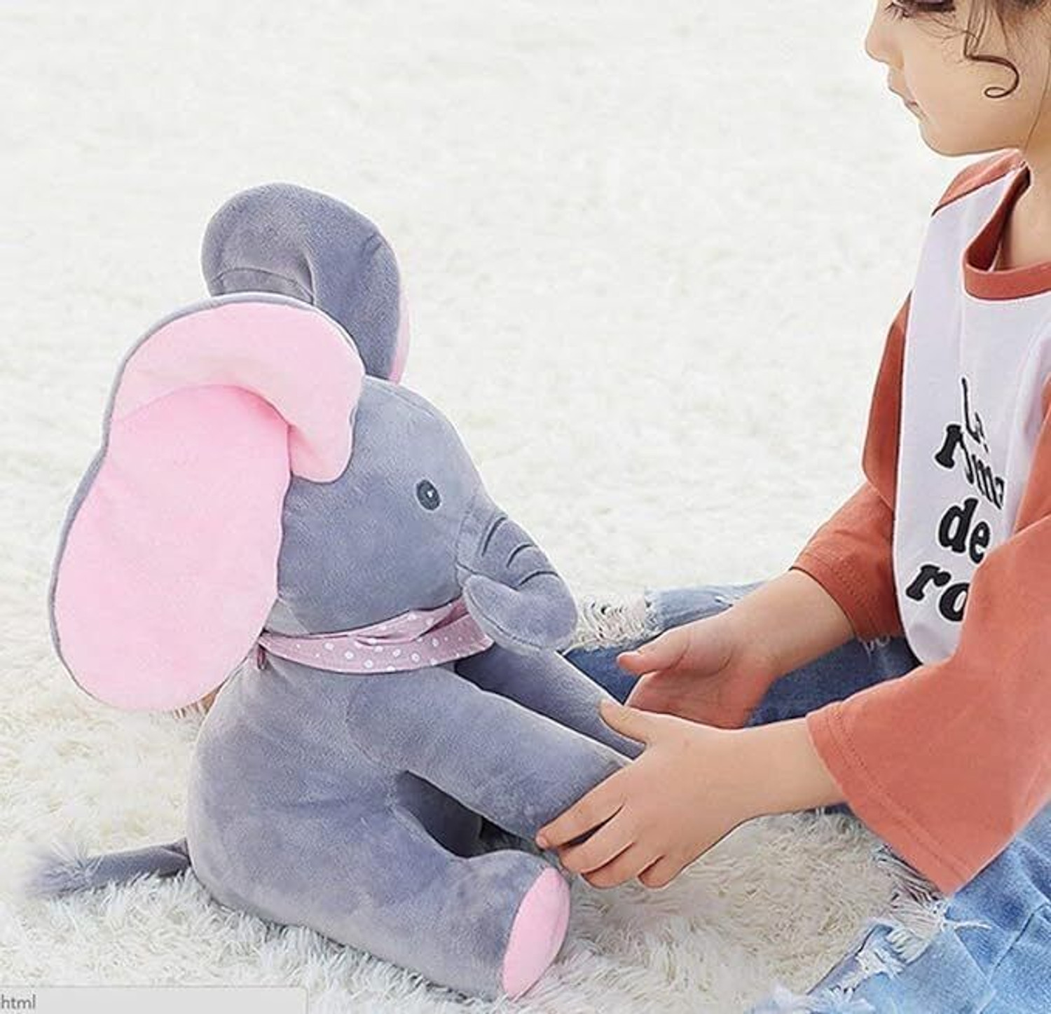 Image of Bitline Musical Baby Elephant Toy for Kids Age 2+ Year Plushie Singing Moving Ears - 30 cm
