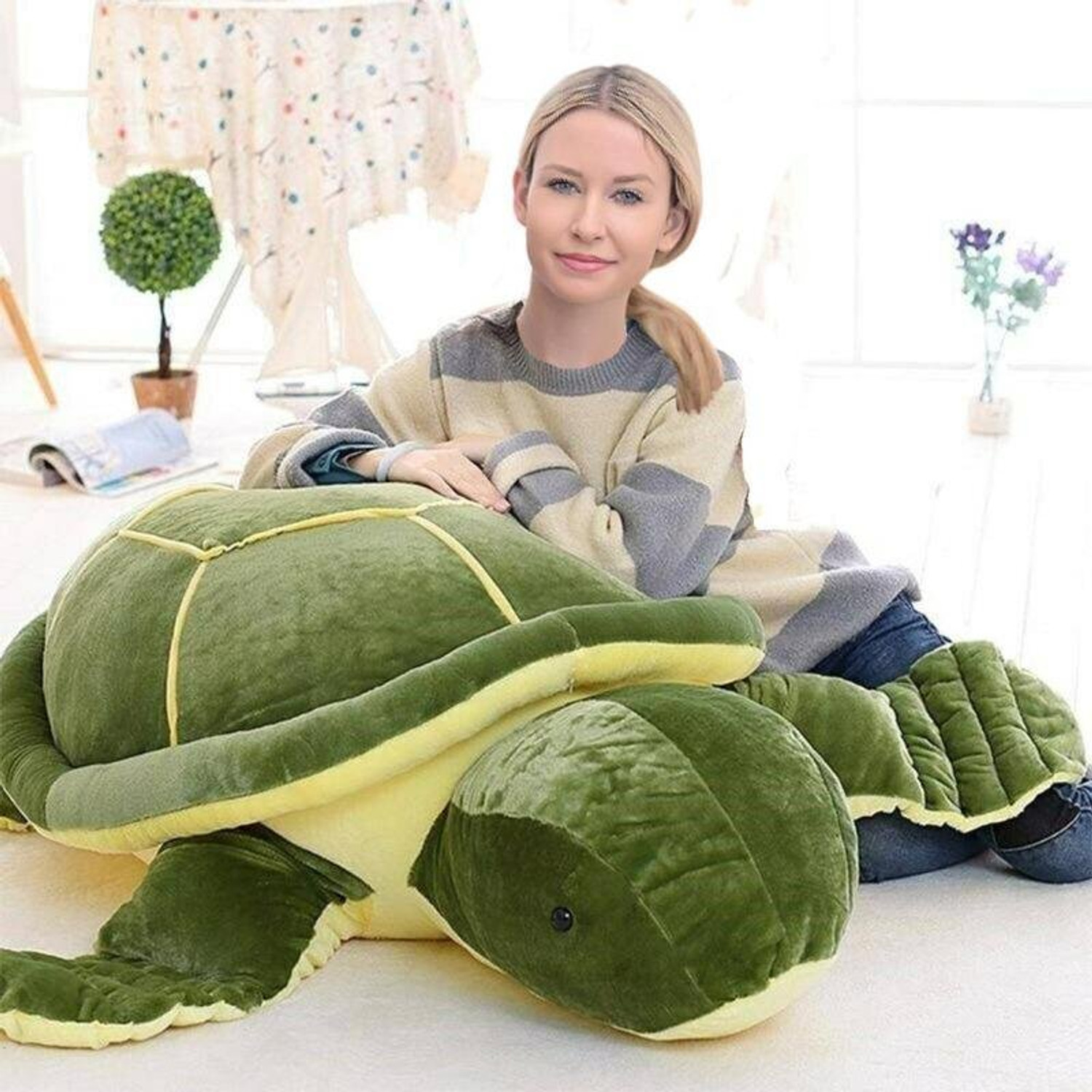 Image of THE MODERN TREND Multicolor turtle big size tortoise soft toys for kids girls home decoration - 60 cm