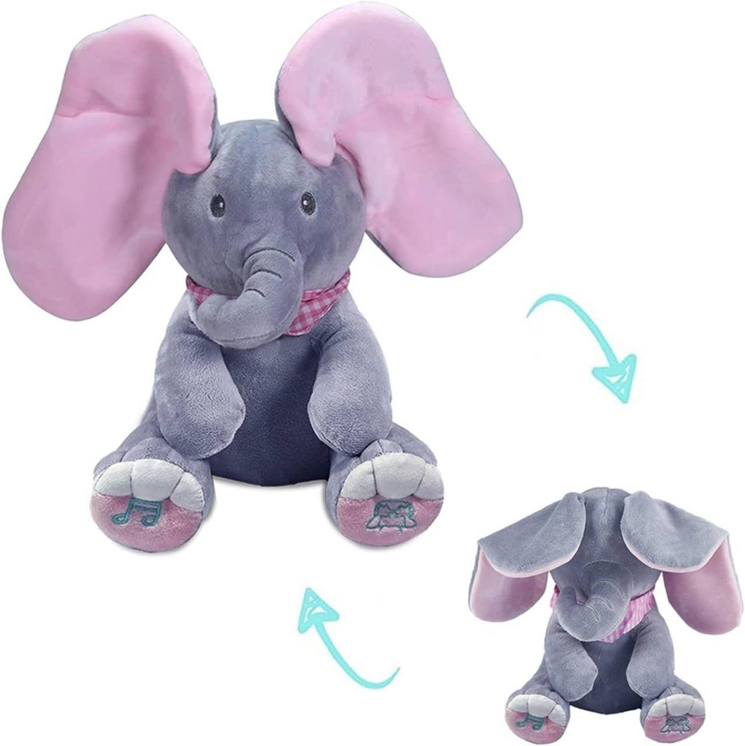 Bitline Musical Baby Elephant Toy for Kids Age 2+ Year Plushie Singing Moving Ears  - 30 cm