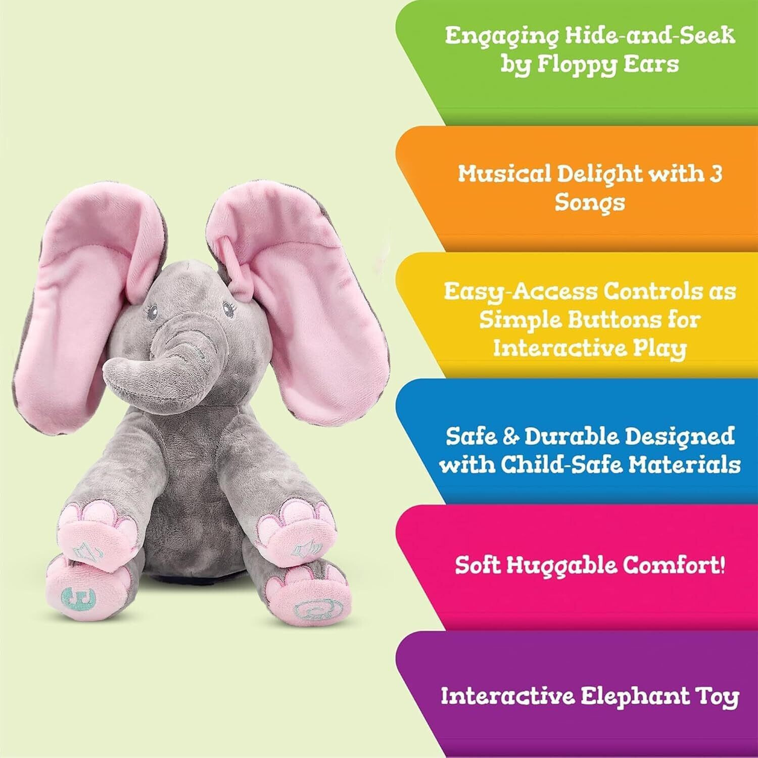Image of Bitline Musical Elephant Plush Toy Interactive Singing & Playing Stuffed Animal for Baby - 30 cm