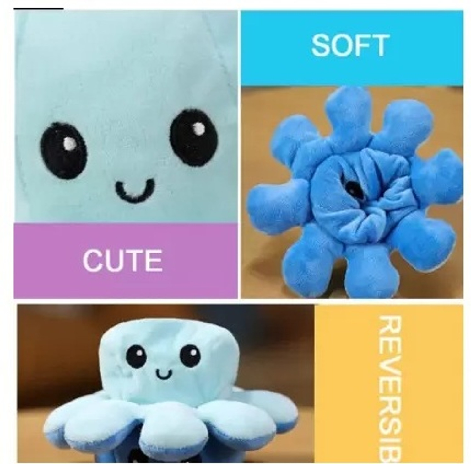 Image of DRM Octopus Toy Flip Moody Happy Sad Angry Inside Out - 20 cm