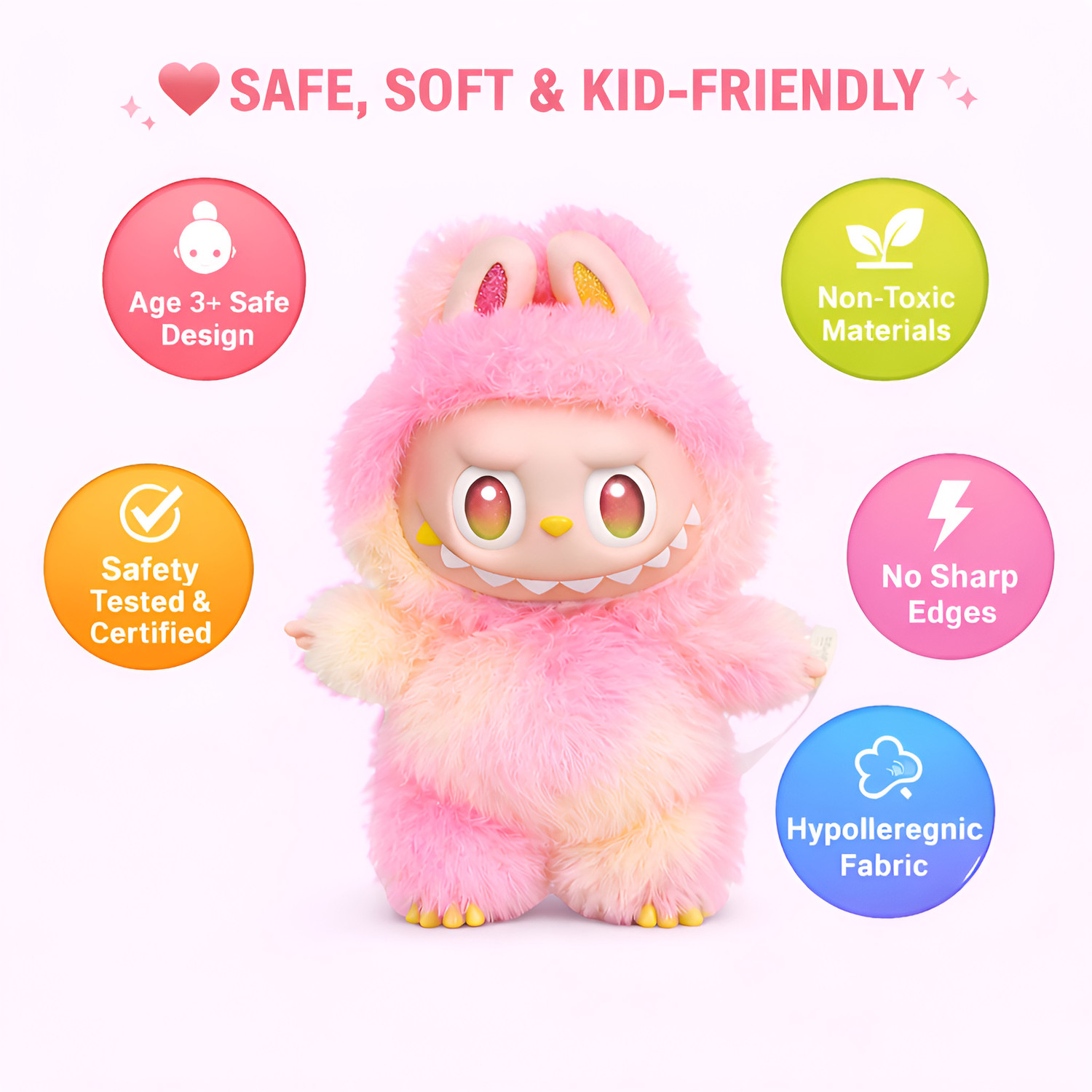 Image of COLOR FLAME PINK-labubu Doll For Gift |Big Into Energy Loyalty Edition-Best Selling Soft Toy - 17 cm