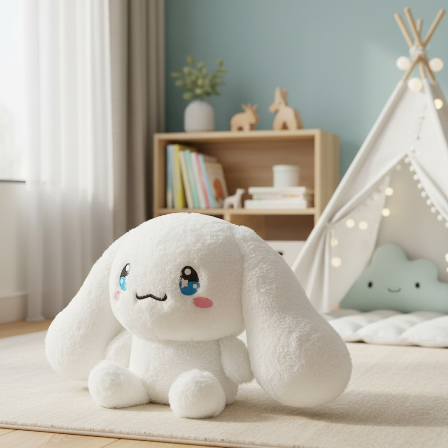 Image of jr jack & rose Cinnamoroll Fluffy Soft Toy for Bedroom Decoration - 30 cm