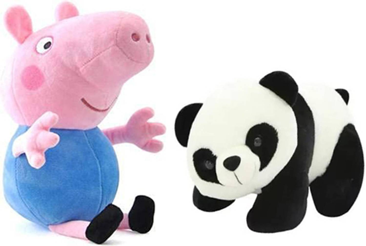 HELLOBEAR Combo Soft Toy Peppa Pig With Panda For kids Cute Plush Animal Toy - 25 cm