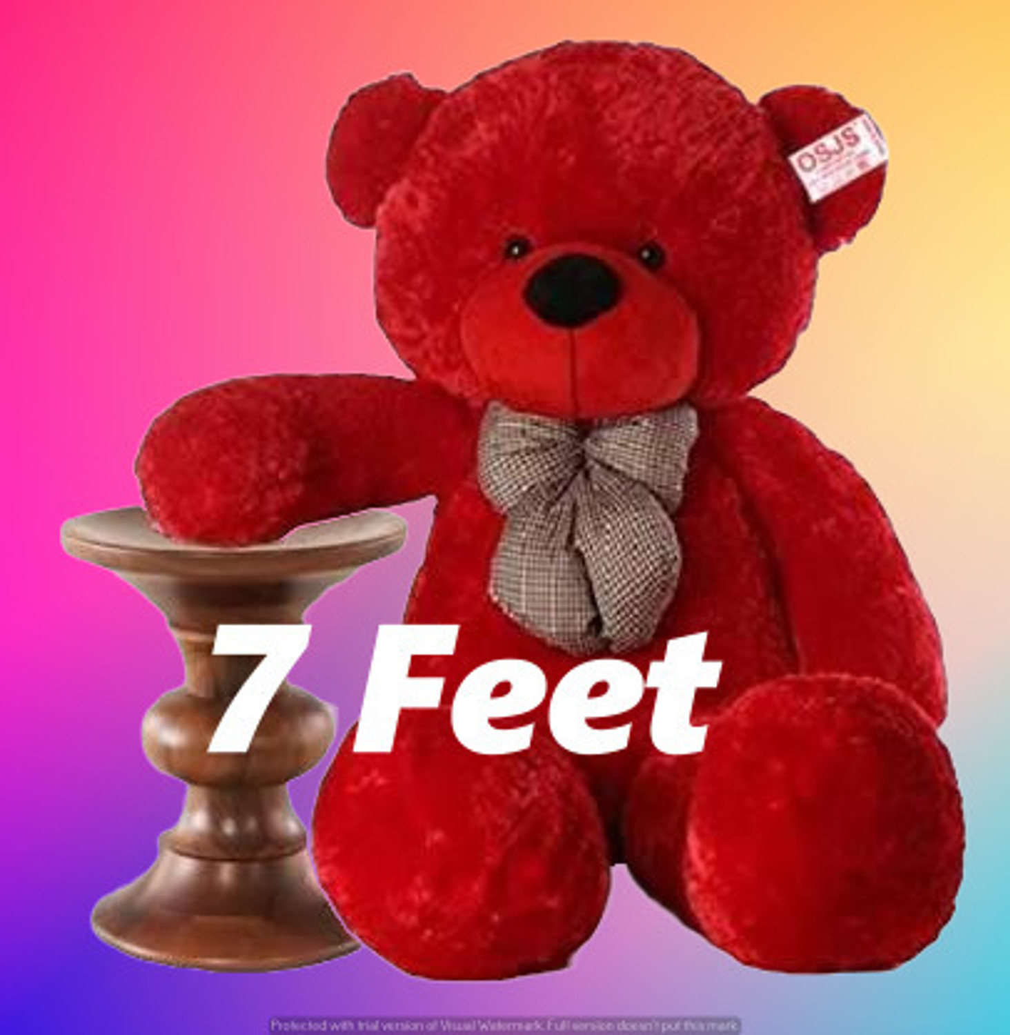 Image of Krishna Creation 7ft Giant RED Teddy Bear - Adorable Plush Toy for Room Decor and Cuddling - 84 inch