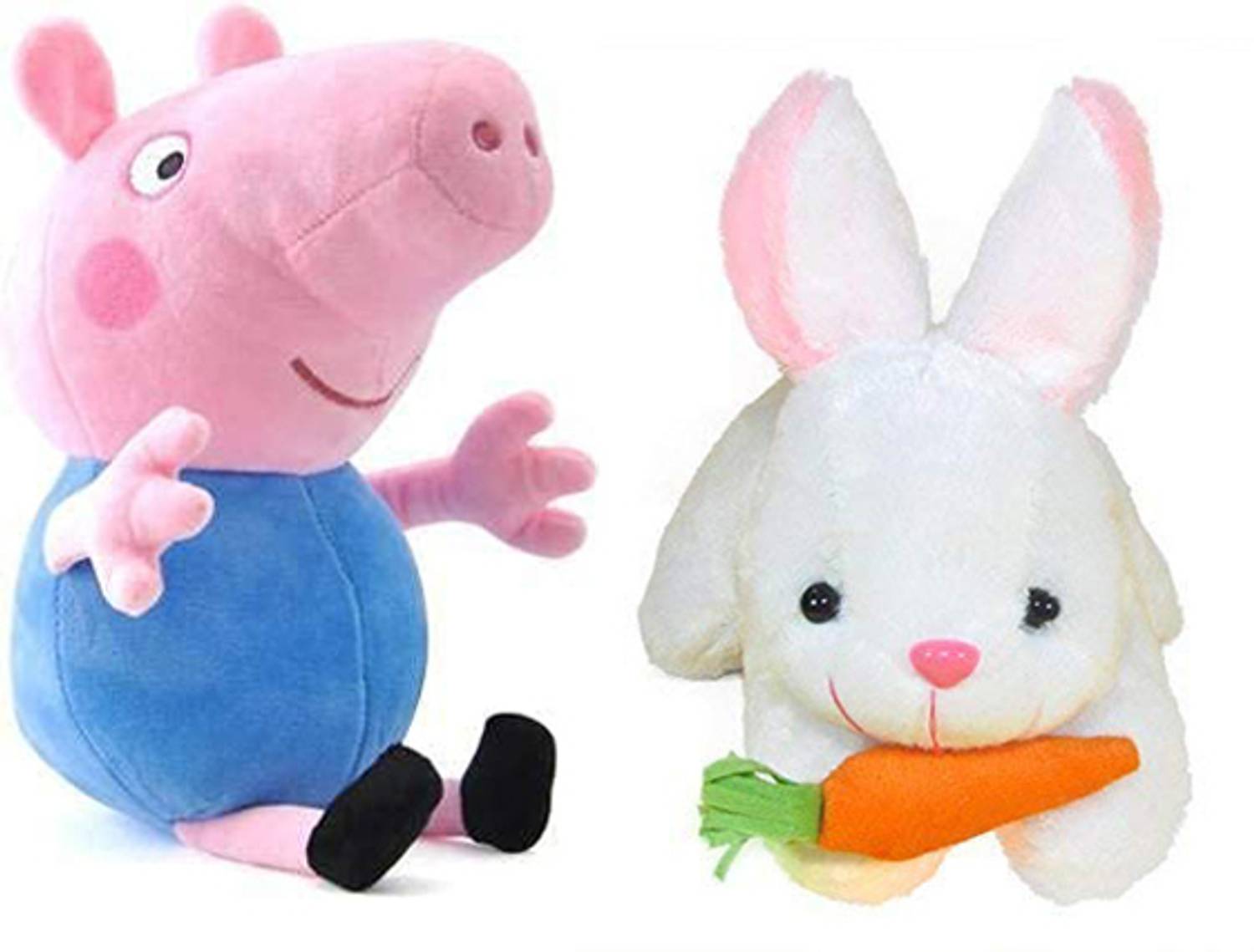 HELLOBEAR Combo Soft Toy Peppa Pig With Rabit For kids Cute Plush Animal Toy  - 25 cm