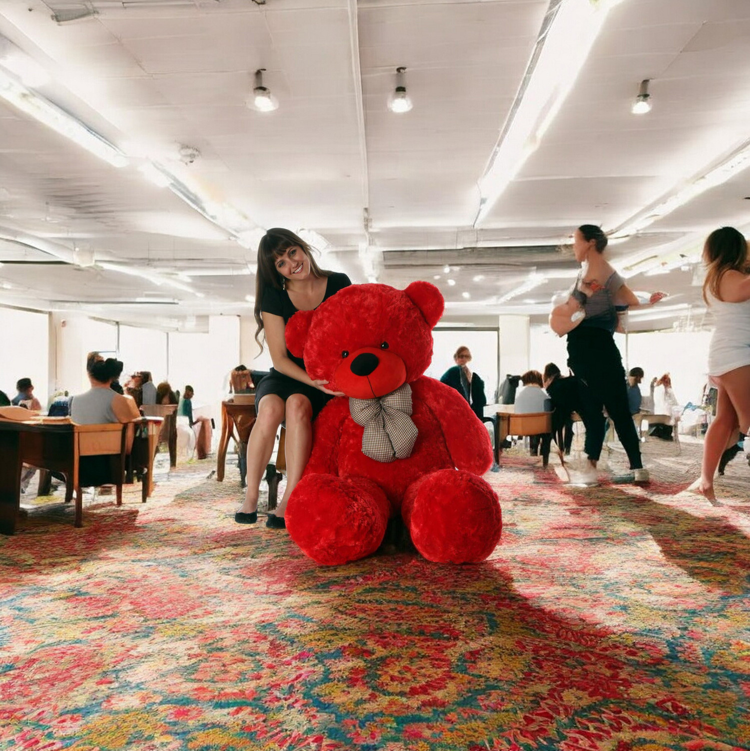 Image of Krishna Creation Big Size 5 Ft Red Teddy Bear | Sweet & Huggable Plush for Love - 60 inch