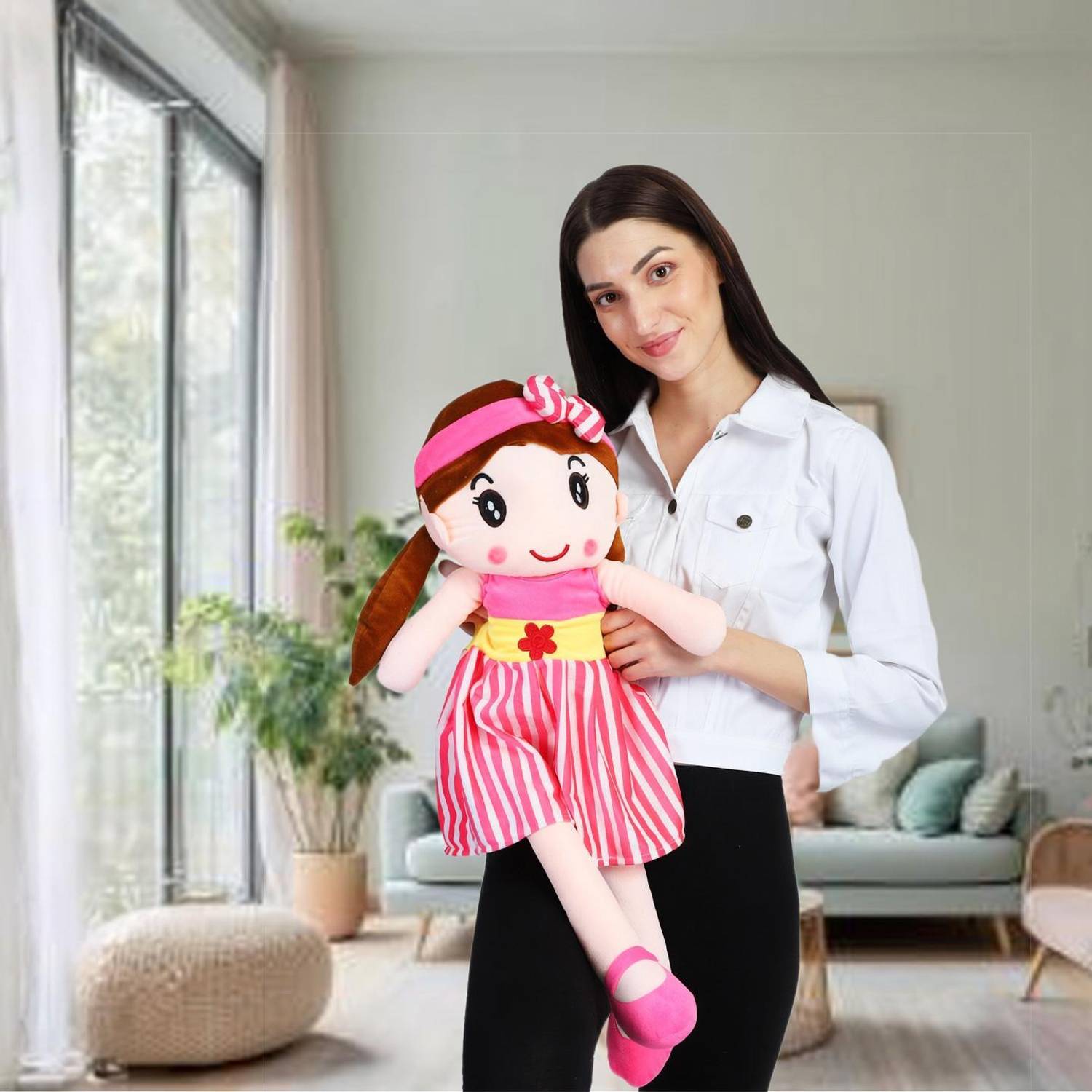 Besties Super Soft 40cm Stuffed Girl Cute Doll - Polyfill Washable Cuddly Soft Plush Toy - Helps to Learn Role Play - 100% Safe for Kids - 40 cm