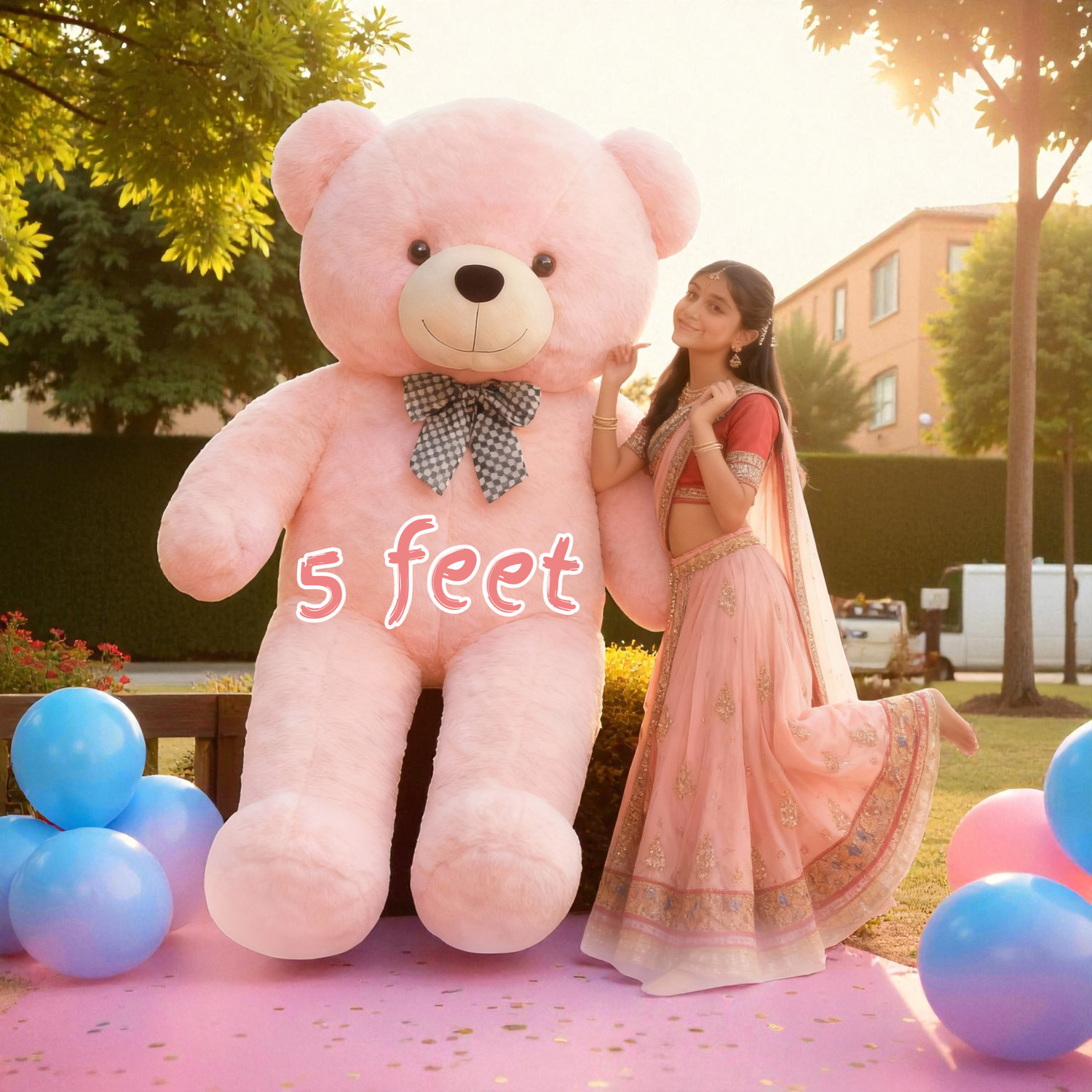 Image of Krishna Creation Big 5 Feet Pink Teddy Bear for Valentine, Birthday and Special Days - 60 inch