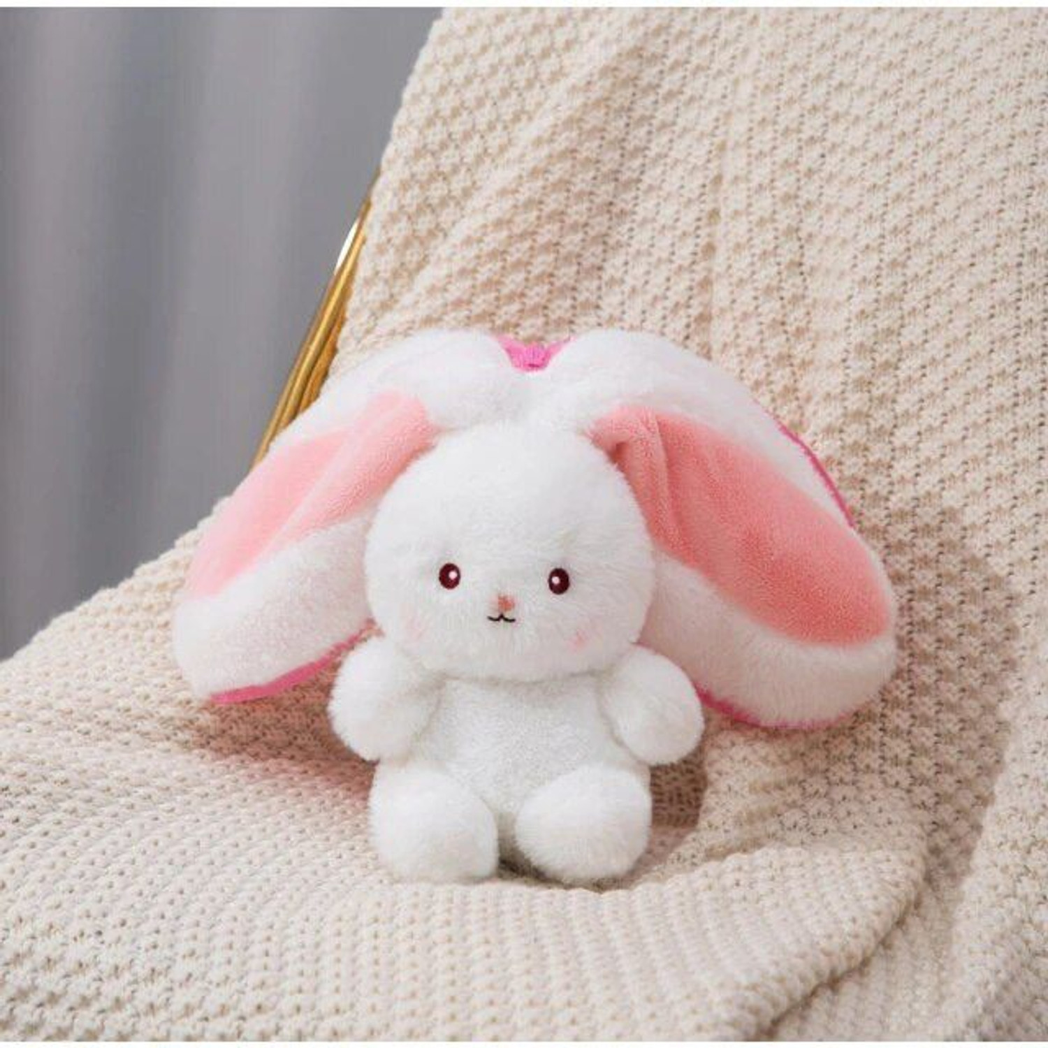 Image of Bitsu Bobsu Trending Reversible Rabbit - Strawberry Bunny Soft Toy ( Plushie Rabbit ) - 32 cm