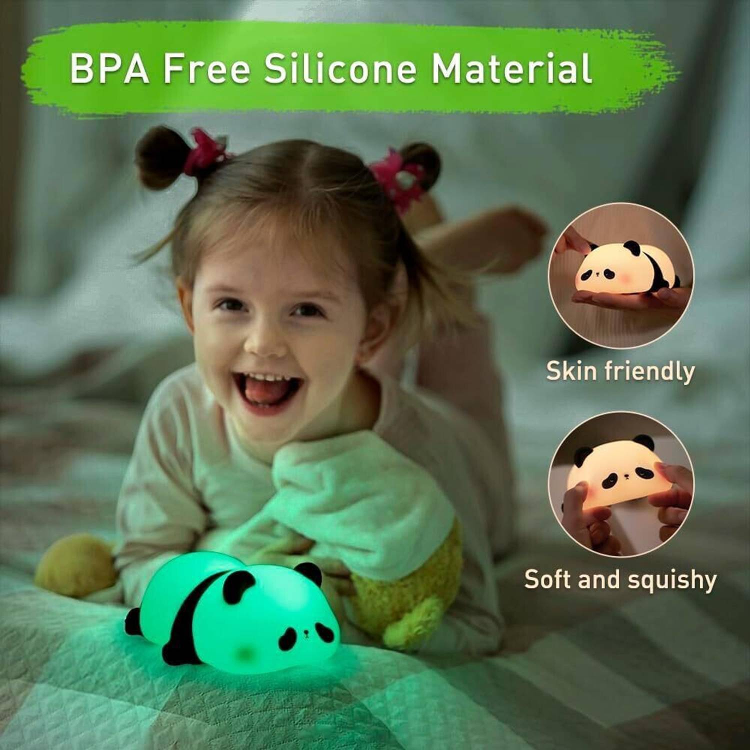 FINIFAB Cute Sleeping Panda Night Light - 7-Color Changing, White, 6 - Image 4