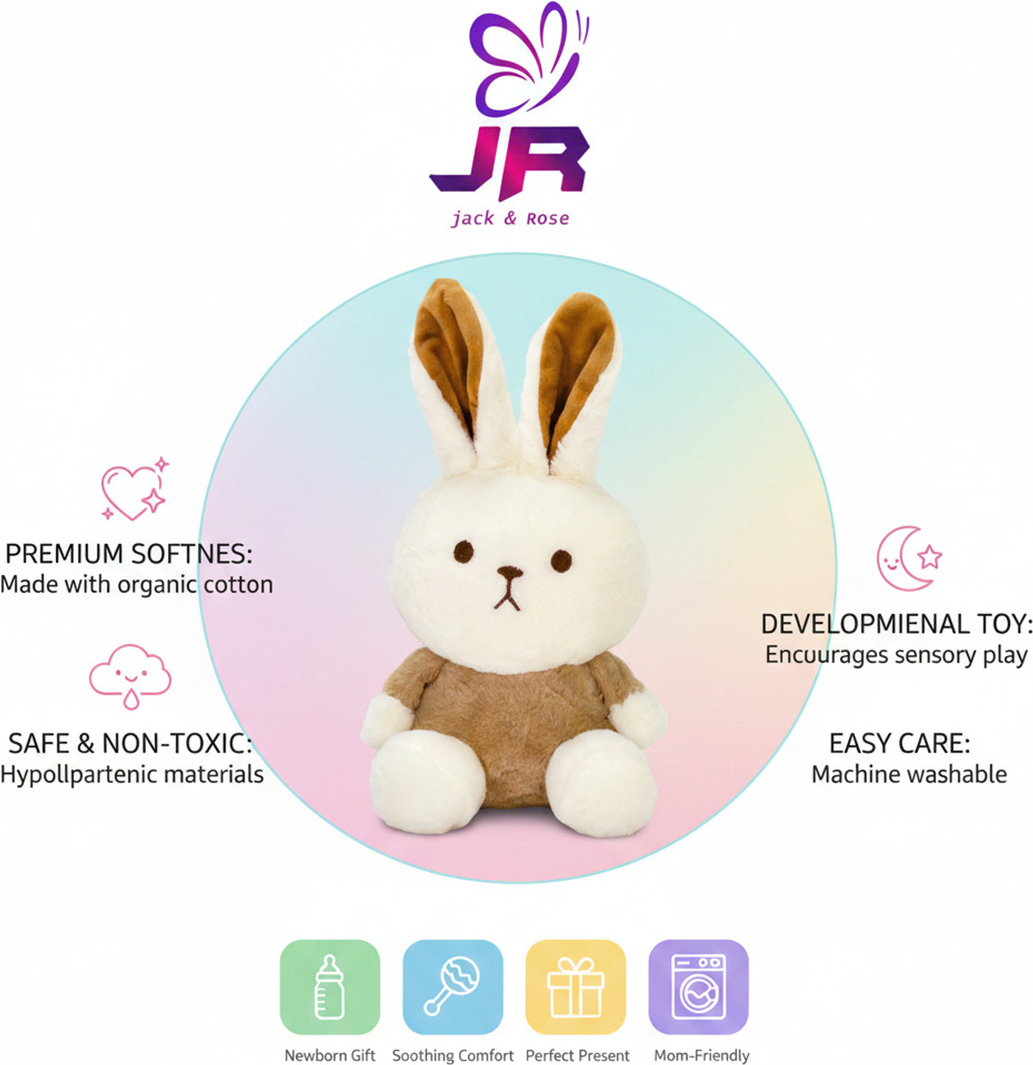 Image of jr jack & rose Bunny Plush Animal Toy - 30 cm