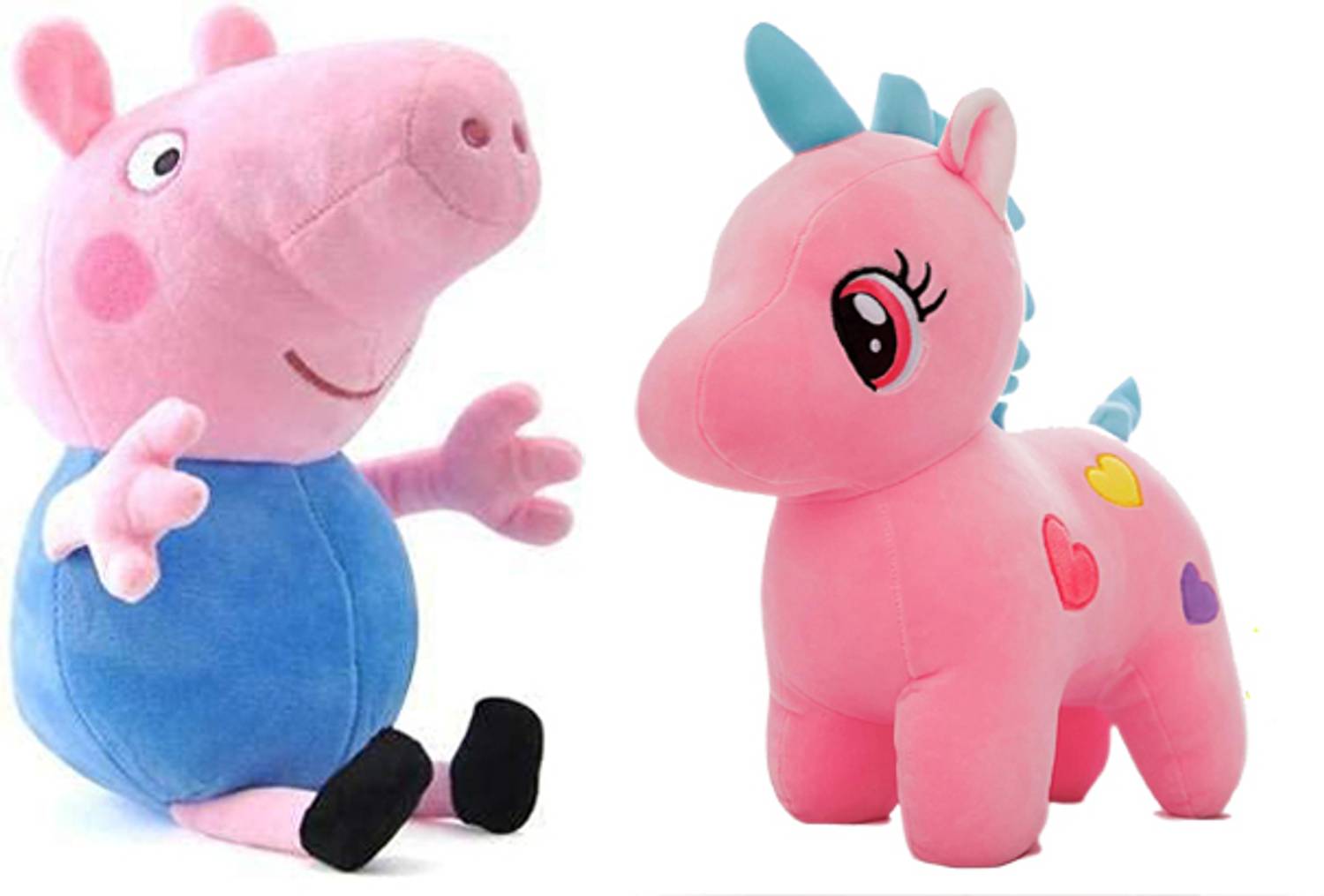HELLOBEAR Combo Soft Toy Peppa Pig With Unicorn For kids Cute Plush Animal Toy  - 25 cm