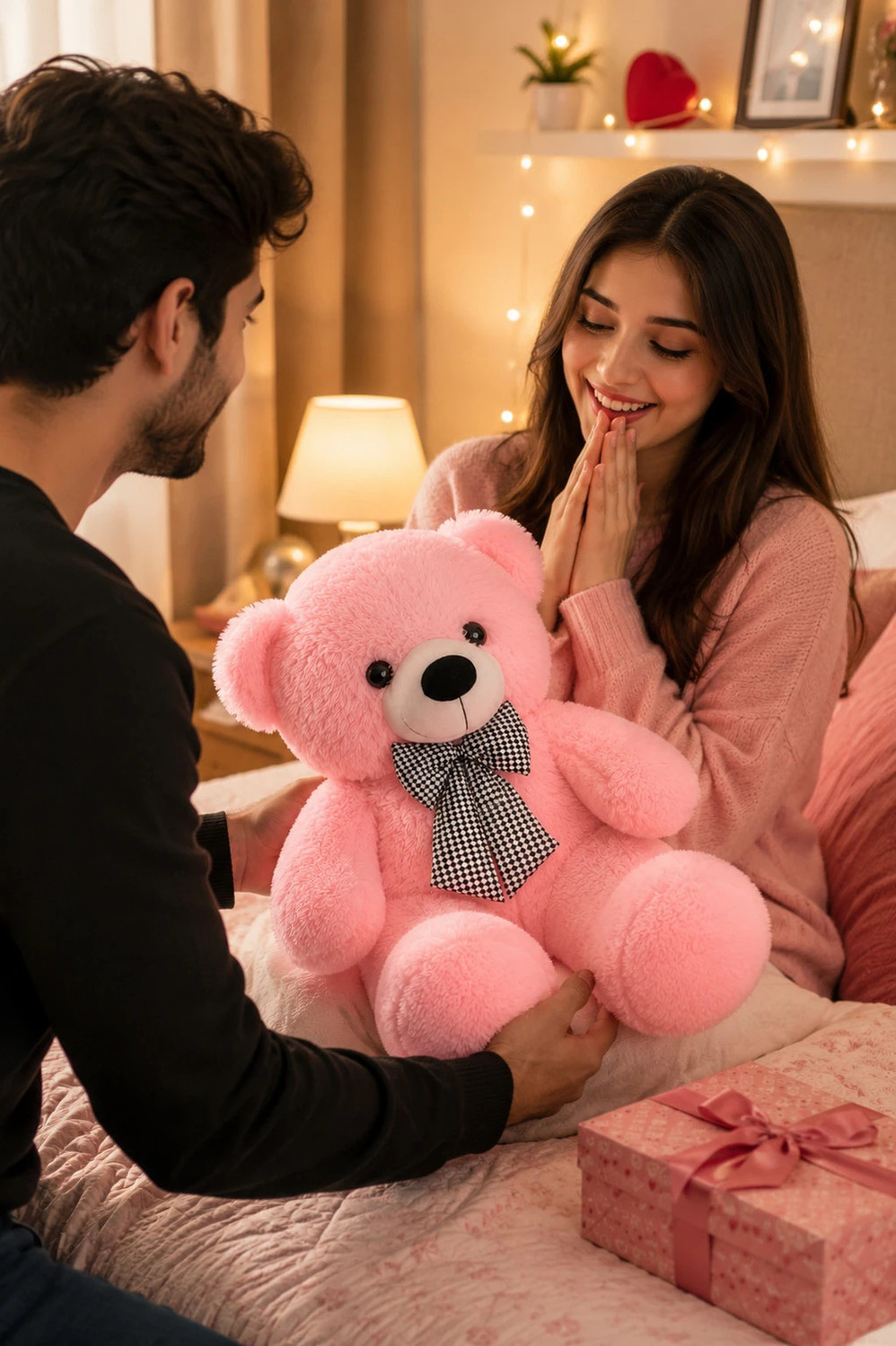 Image of Goodhug 2 Feet Giant Pink Teddy Bear Plush Toy - Ultra-Soft Cuddly Stuffed Animal - 61 cm
