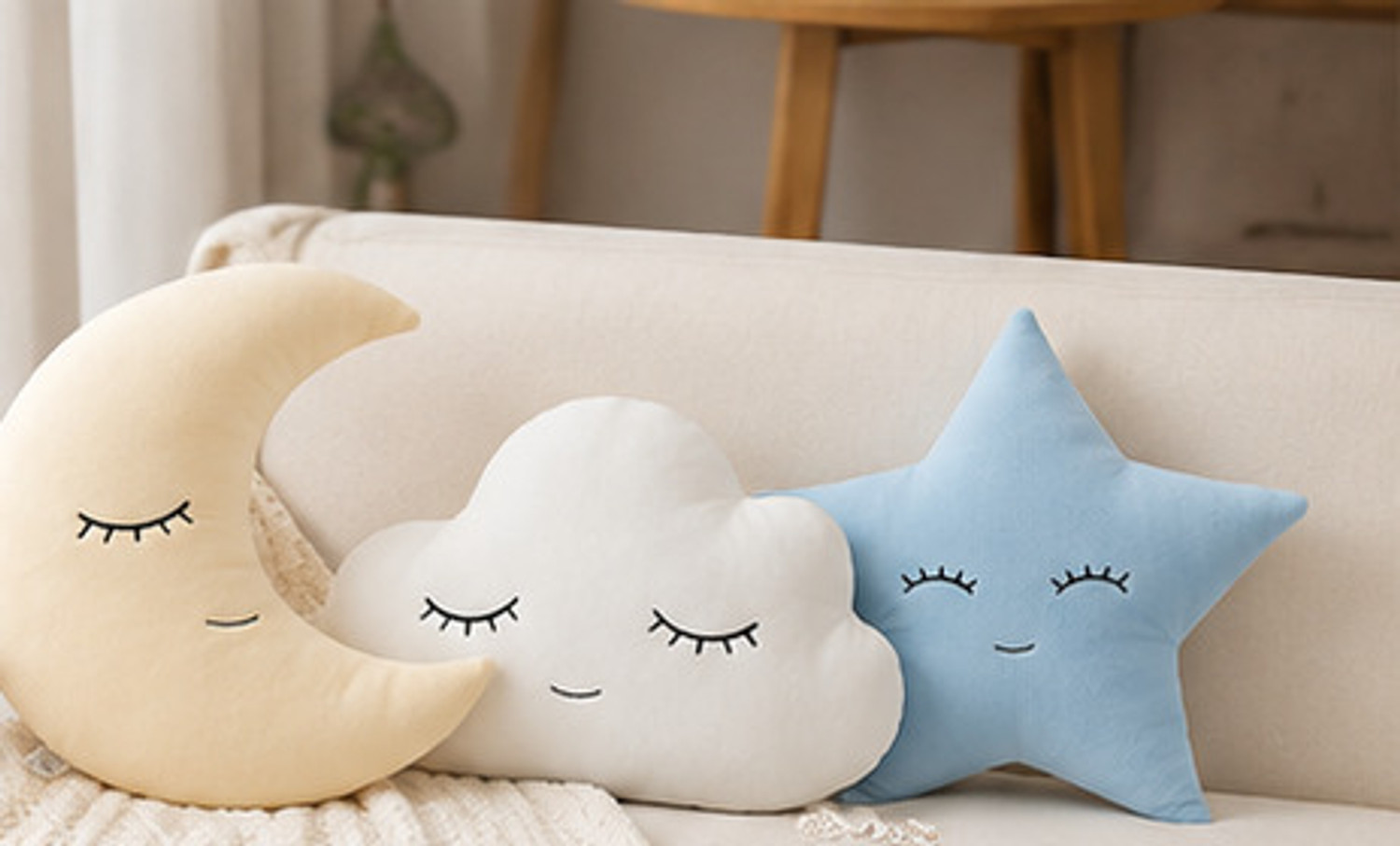 Image of WAKEVIBES Cushion Set, Soft Velvet Decorative Cushion for Kids Nursery Bedroom & Baby Room - 28 cm