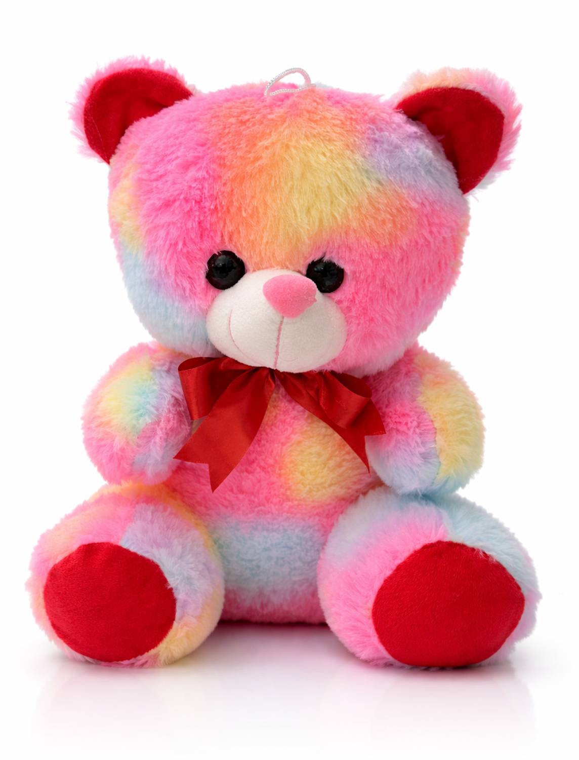 BlingNBeats Soft Teddy Bear Multicolor Plush Toys with Red Ribbon - 32 cm
