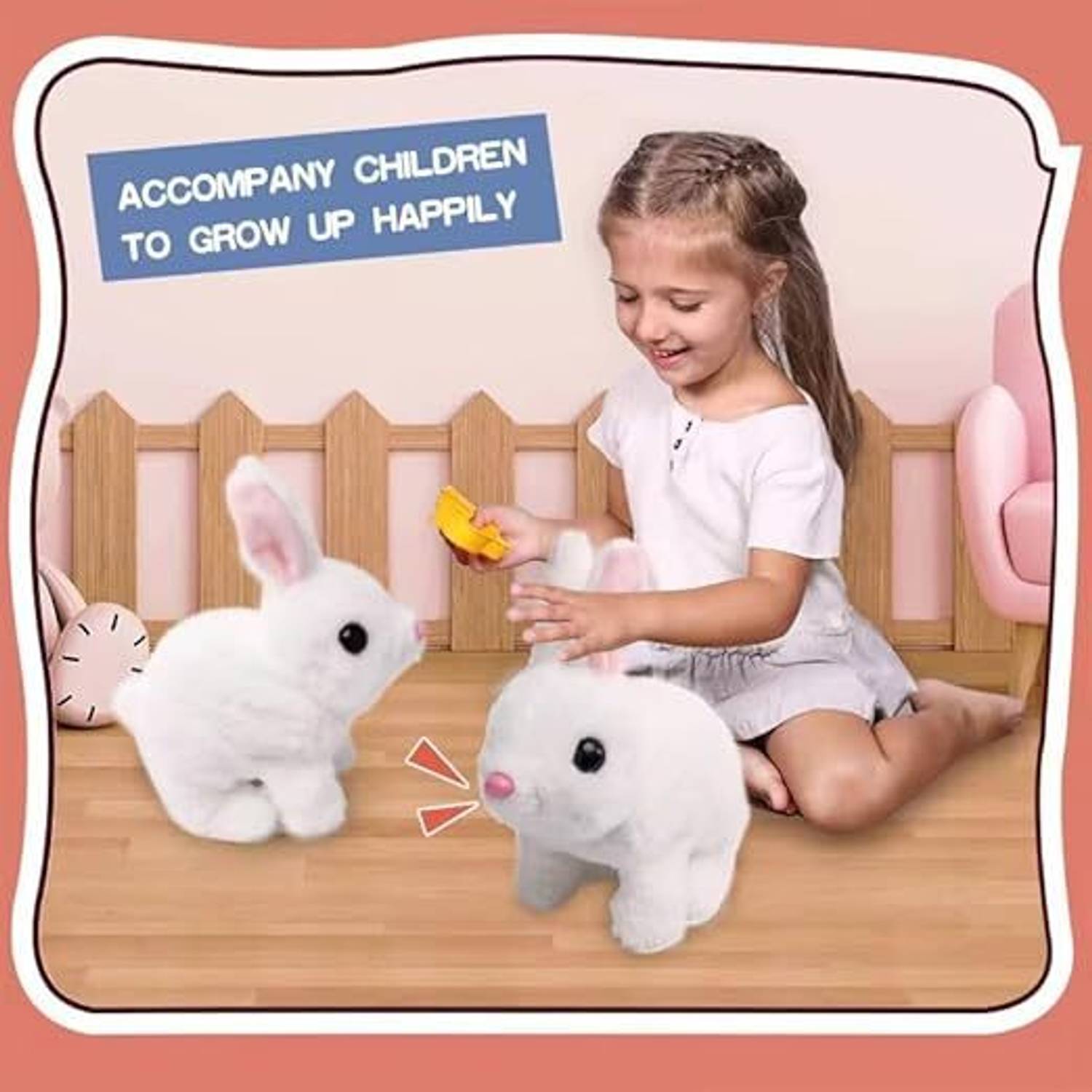 RQPFAB Hopping Walking Bunny Toy with Sounds,Jumping Rabbit Wiggling Ears Twitch Nose  - 20 cm
