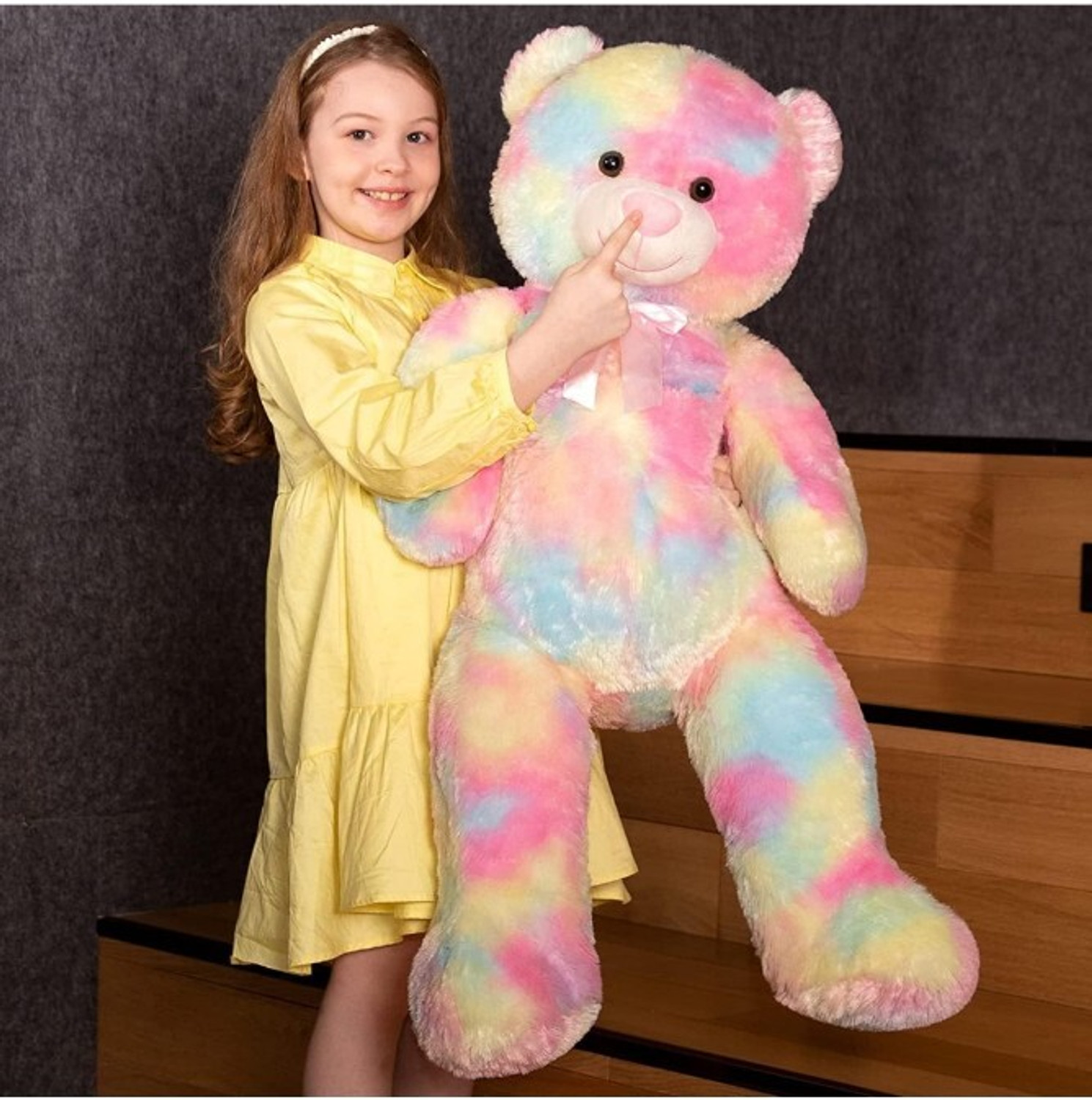 Image of MasKa 5 Feet rainbow teddy bear stuffed toy Christmas, birthday,valentines day - 58 inch