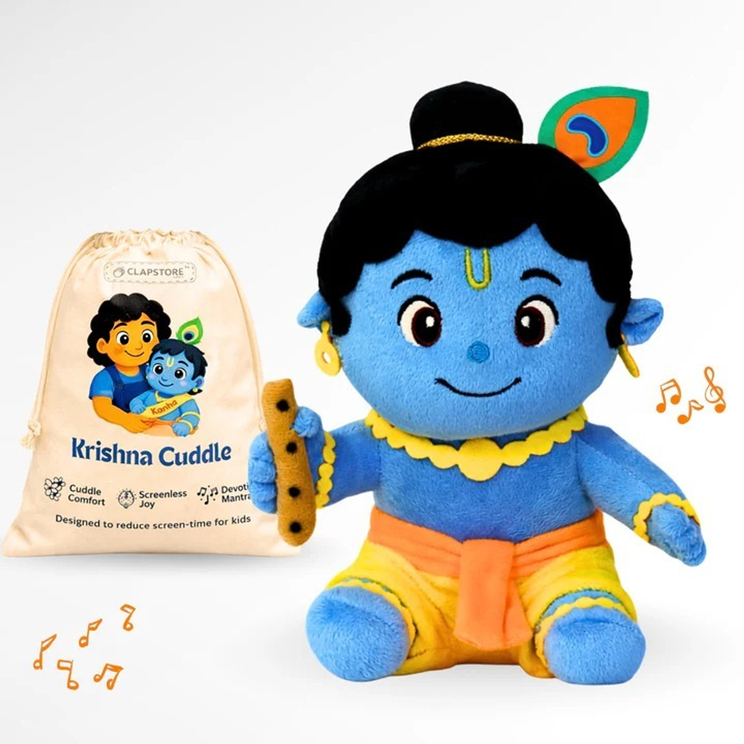 Image of Clapstore Toys Clap Cuddle Mantra Chanting Krishna Soft Toy with Meditation Mode