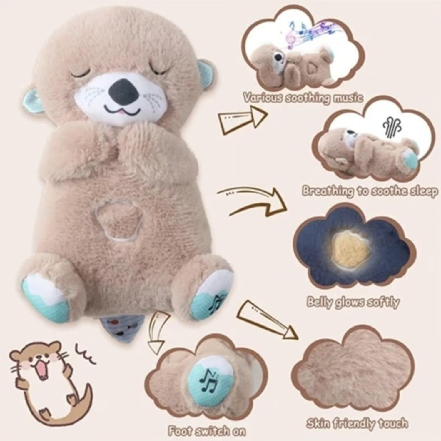 Image of Super Toy Teddy Bear Plush with Breathing Heartbeat - Adorable Gift for Kids & Adults - 25 cm
