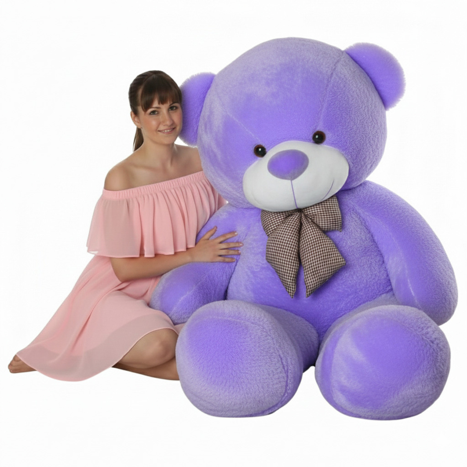 Image of JUNIOR MERRY 7 Feet Purple Teddy Bear Soft Plush - 210 cm